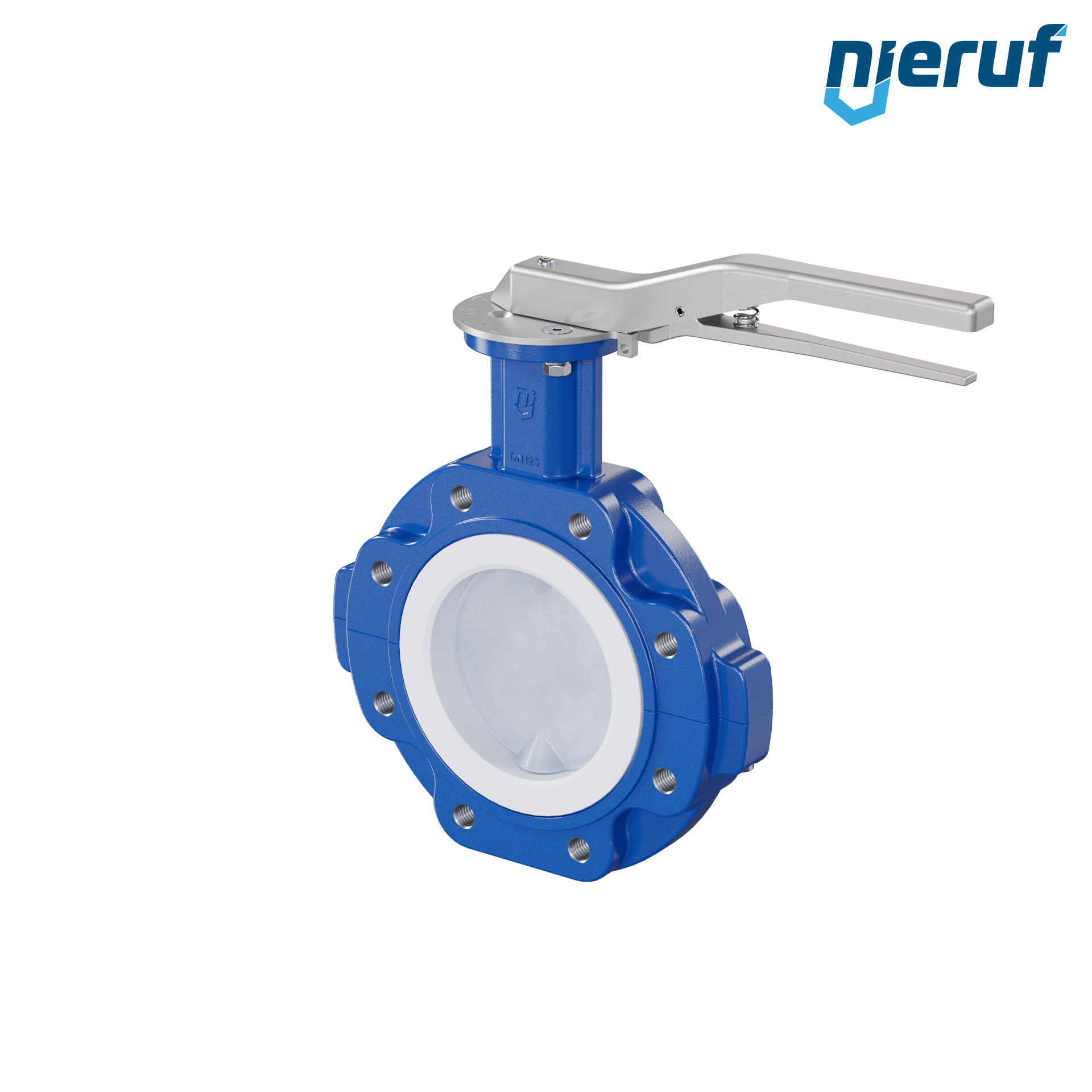 valvola a farfalla PFA PTFE AK10 DN125 PN10-PN16 leva inserto in FKM