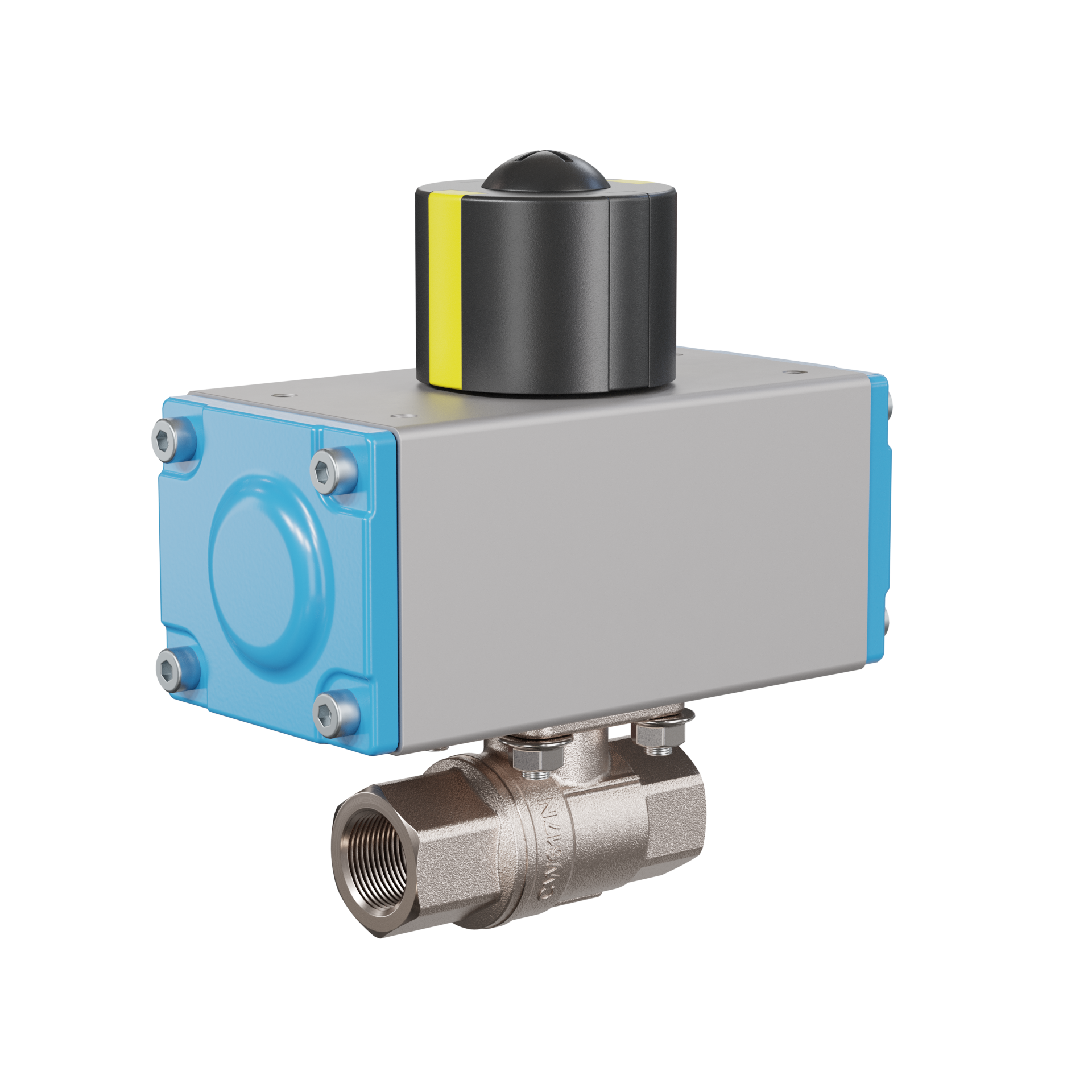 valvola a sfera automatica con manicotto DN10 - 3/8" pollici azionamento rotativo pneumatico a doppio effetto PK01