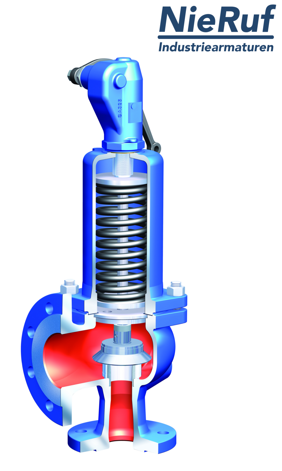 valvola di sicurezza flangiata DN80/DN80 SF03, acciaio inox 1.4408 metallo, con leva