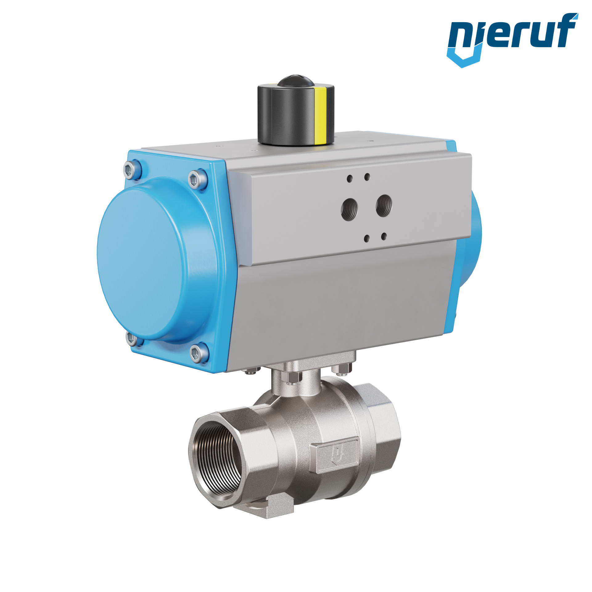valvola a sfera con attuatore pneumatico DN32 - 1 1/4" pollici acciaio inossidabile azionamento rotativo a effetto semplice apertura a molla PK02 DVGW W