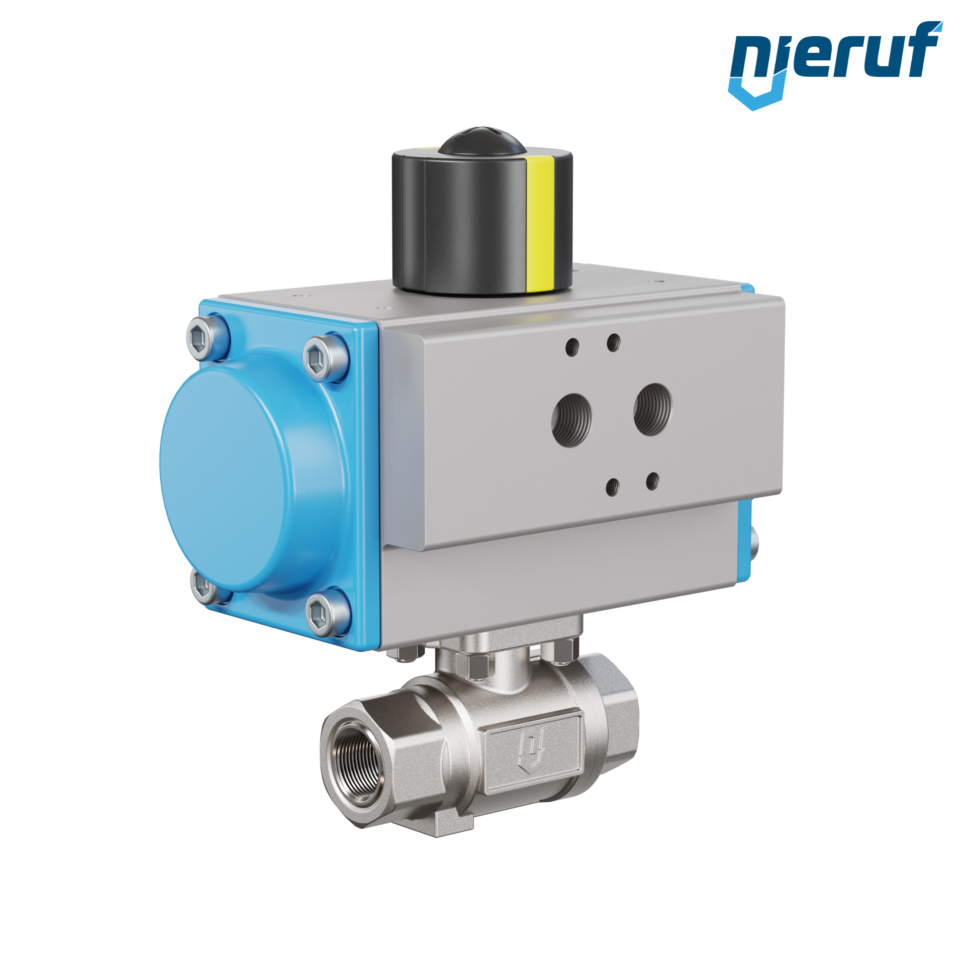 valvola a sfera pneumatica DN10 - 3/8" pollici azionamento rotativo a effetto semplice apertura a molla PK02