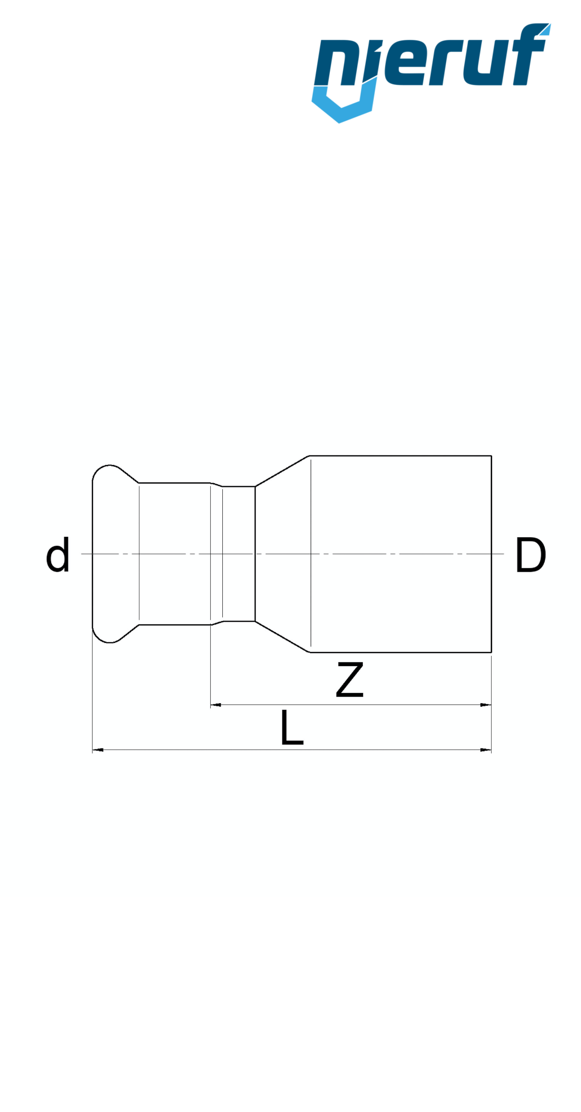 Raccordo di riduzione a pressare M DN32 x DN20 acciaio inox