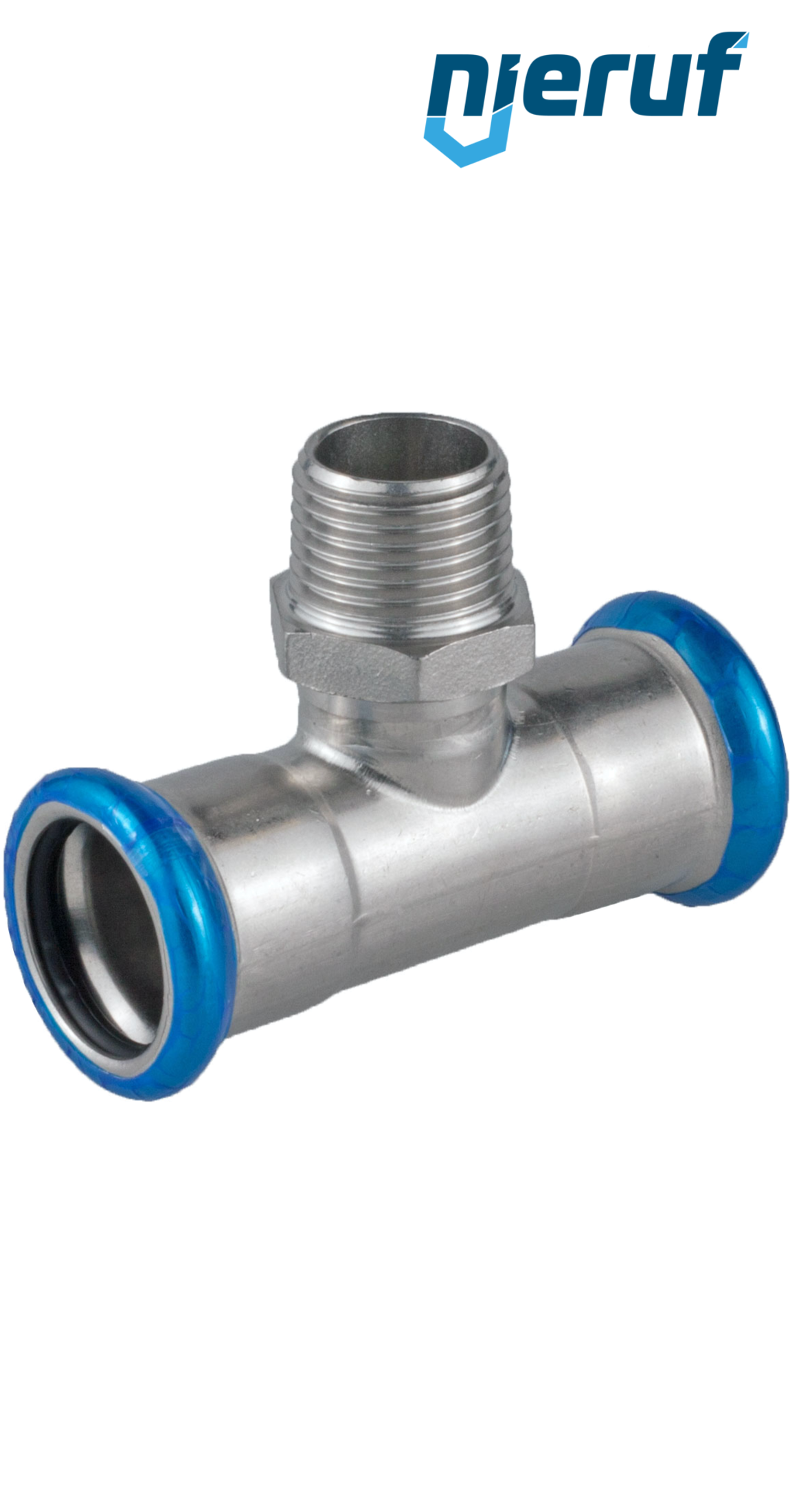 Raccordo a T a pressare F x F DN20 - 22,0 mm filettatura esterna 3/4" pollice acciaio inox