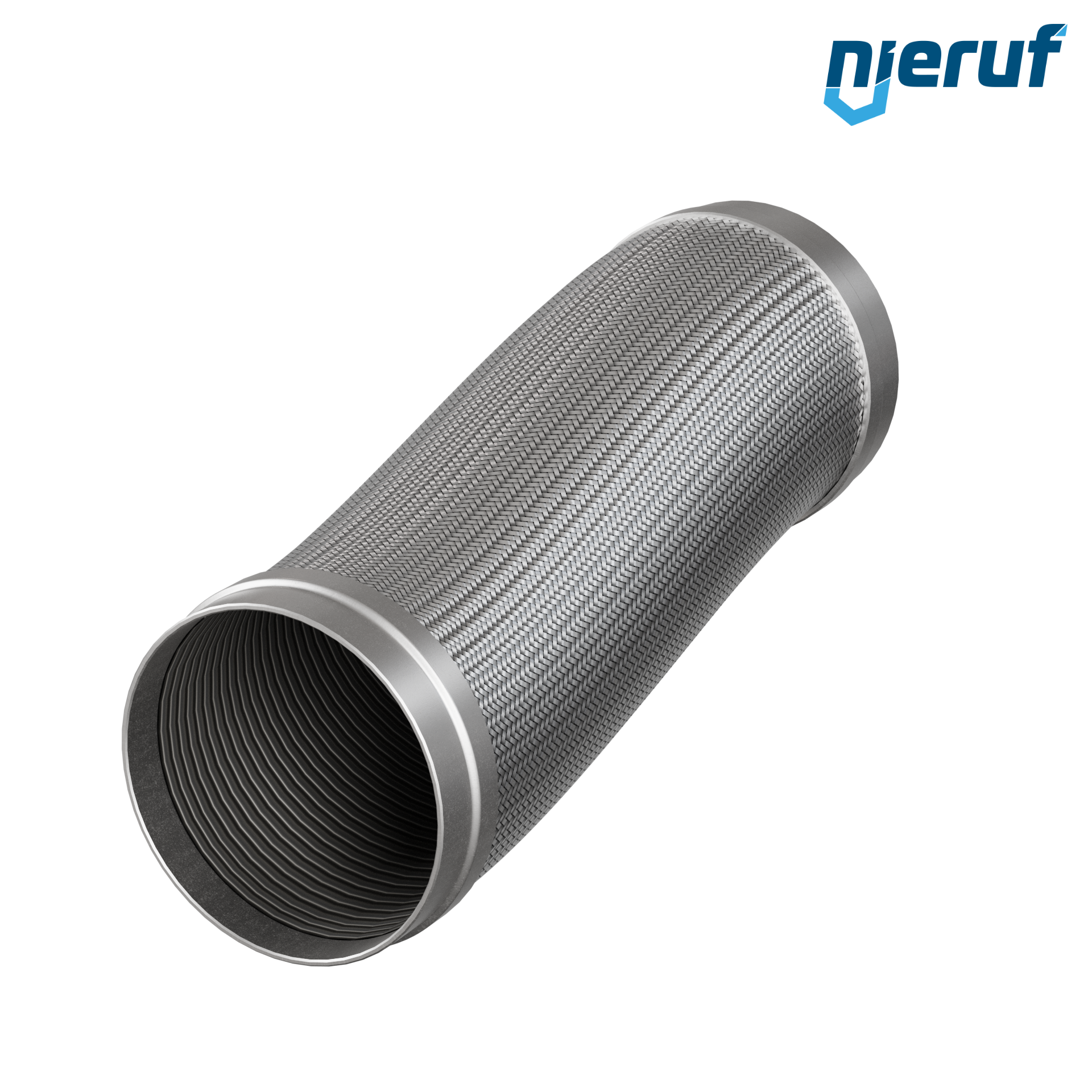 Tubo corrugato in acciaio inossidabile ES01 DN200 - 219.1 mm con treccia singola e estremità a saldare Lunghezza 1000 mm