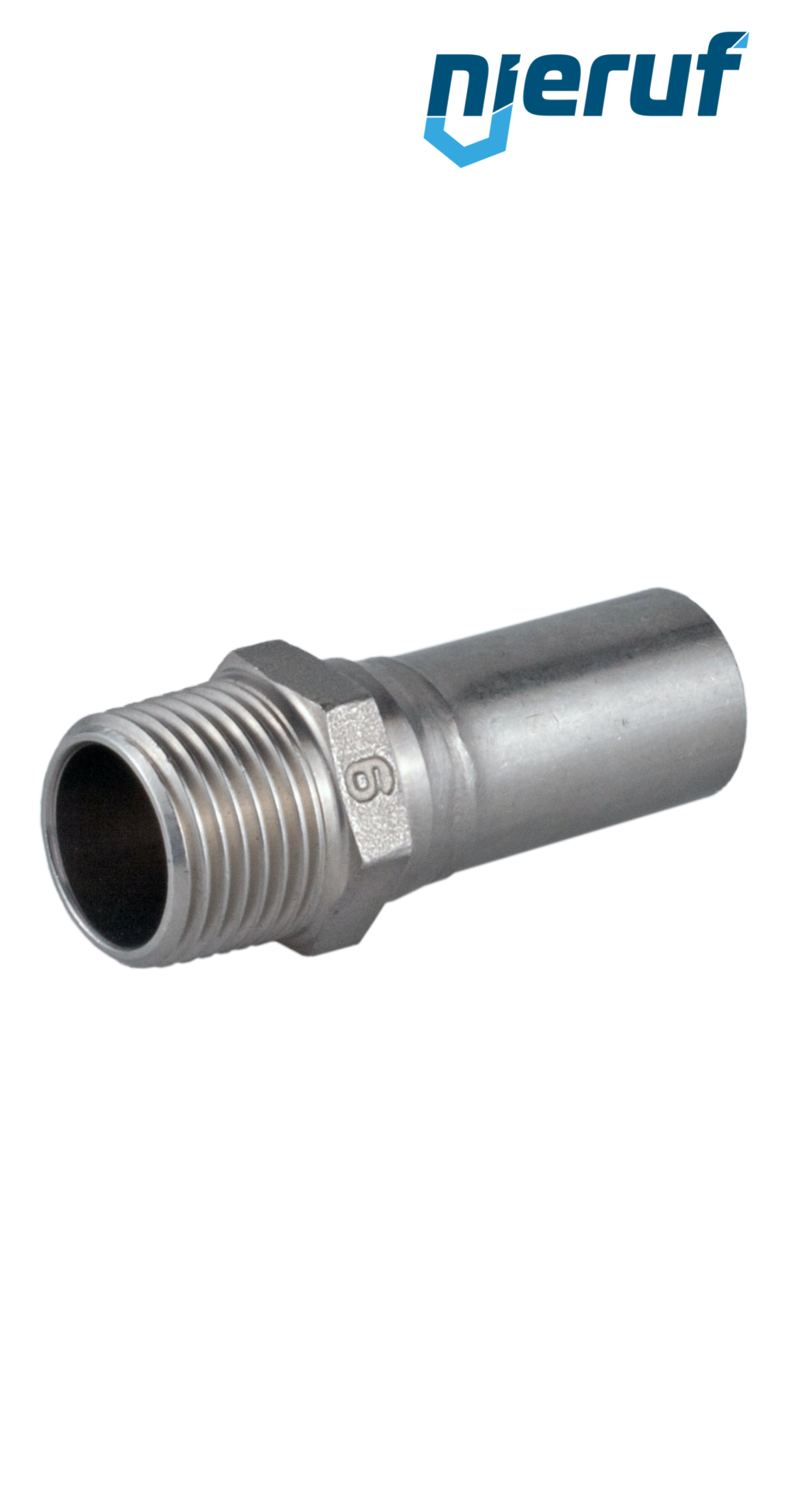 Raccordo dritto maschio DN12 - 15,0 mm a pressare M filettatura esterna 1/2" pollice acciaio inox