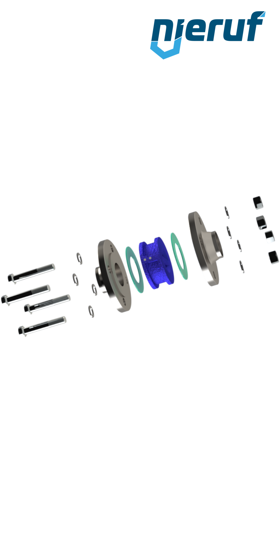 set di assemblaggio valvola di ritegno a doppio battente / flangia DN200 - 8" pollici per flangia PN16 acciaio inossidabile