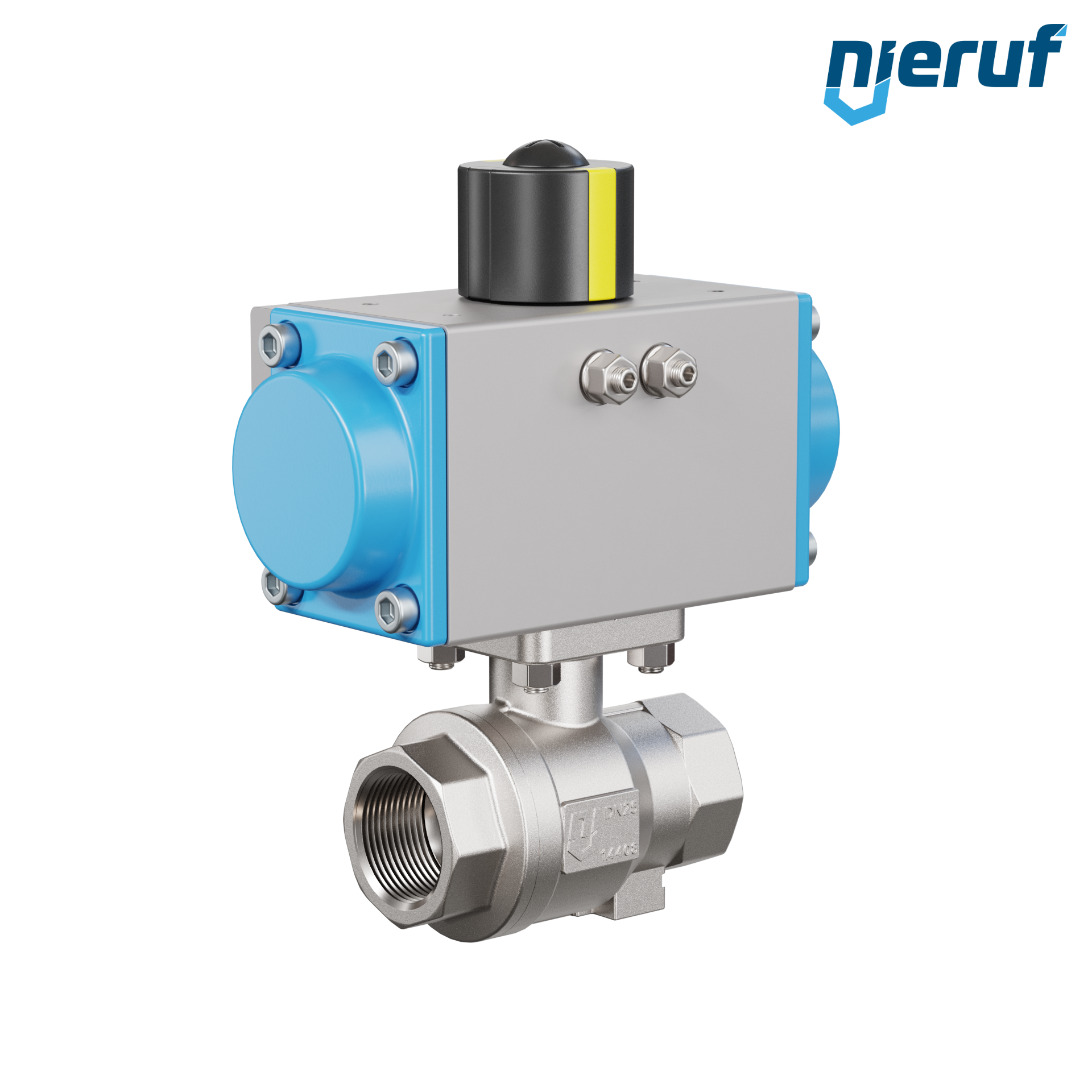 valvola a sfera pneumatica DN25 - 1" pollici azionamento rotativo a effetto semplice PK02
