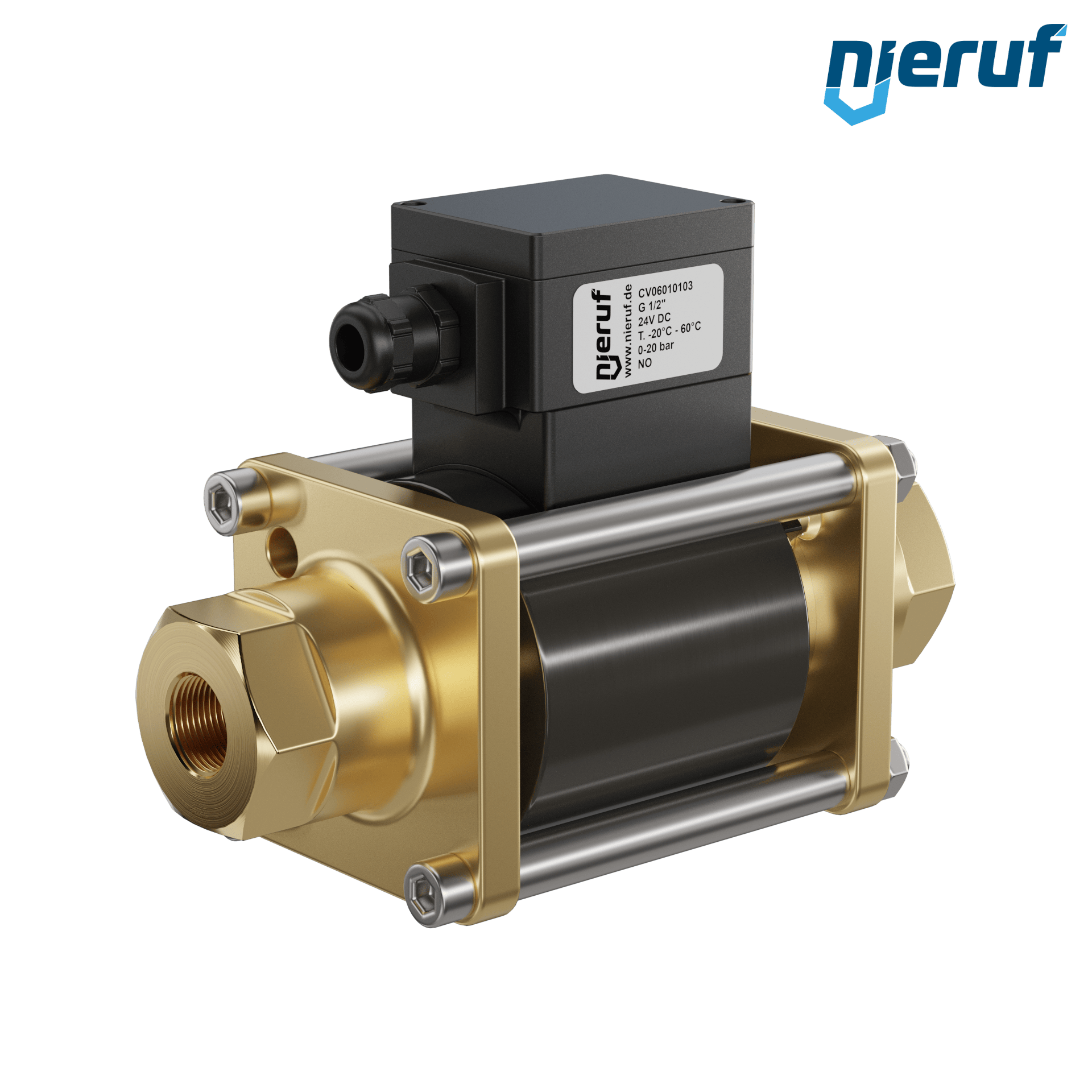 valvola coassiale ATEX CV06 1/2" pollici filettatura interna - DN15 ottone 24V DC NO