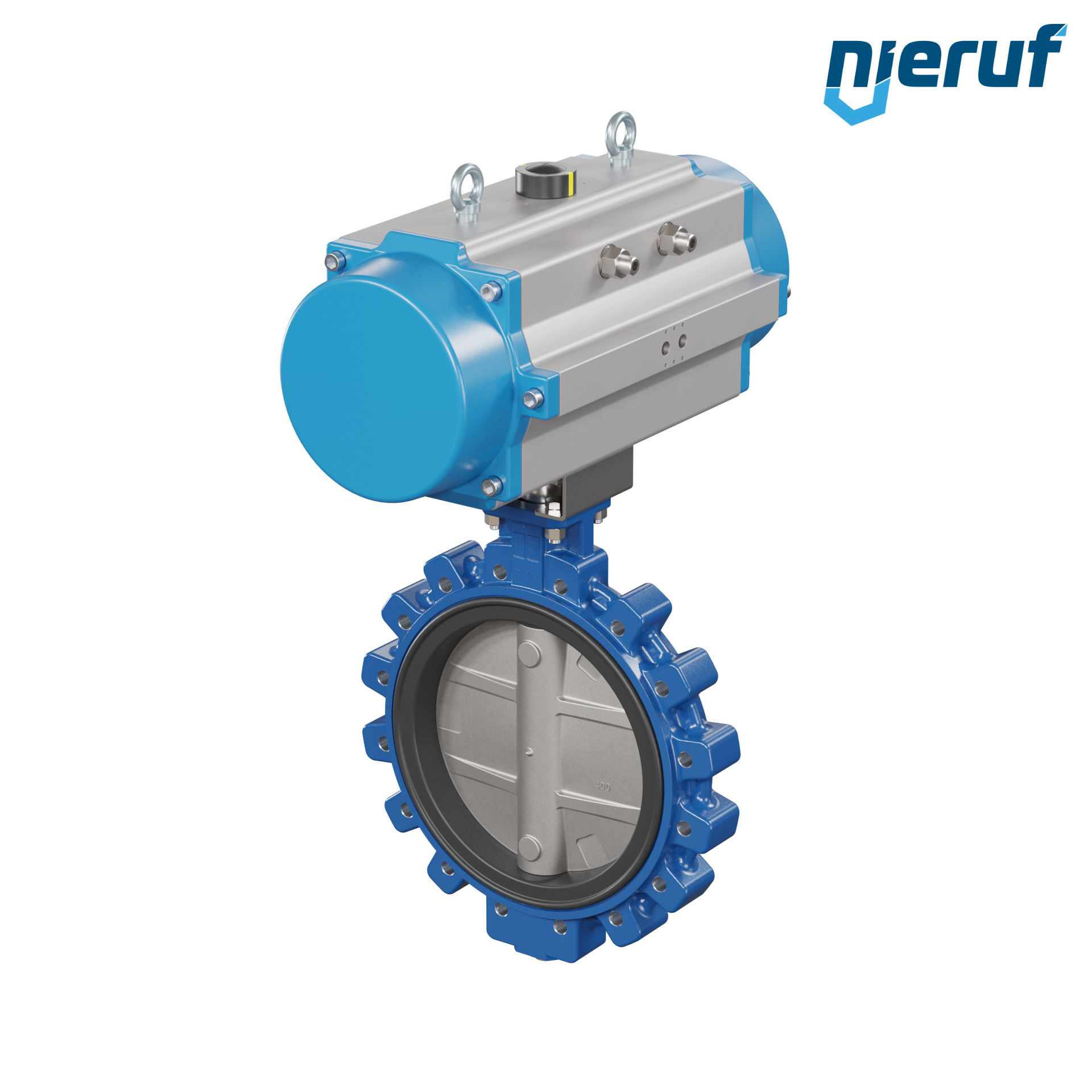 valvola a farfalla DN 400 AK02 FPM attuatore pneumatico a semplice effetto chiusura a molla