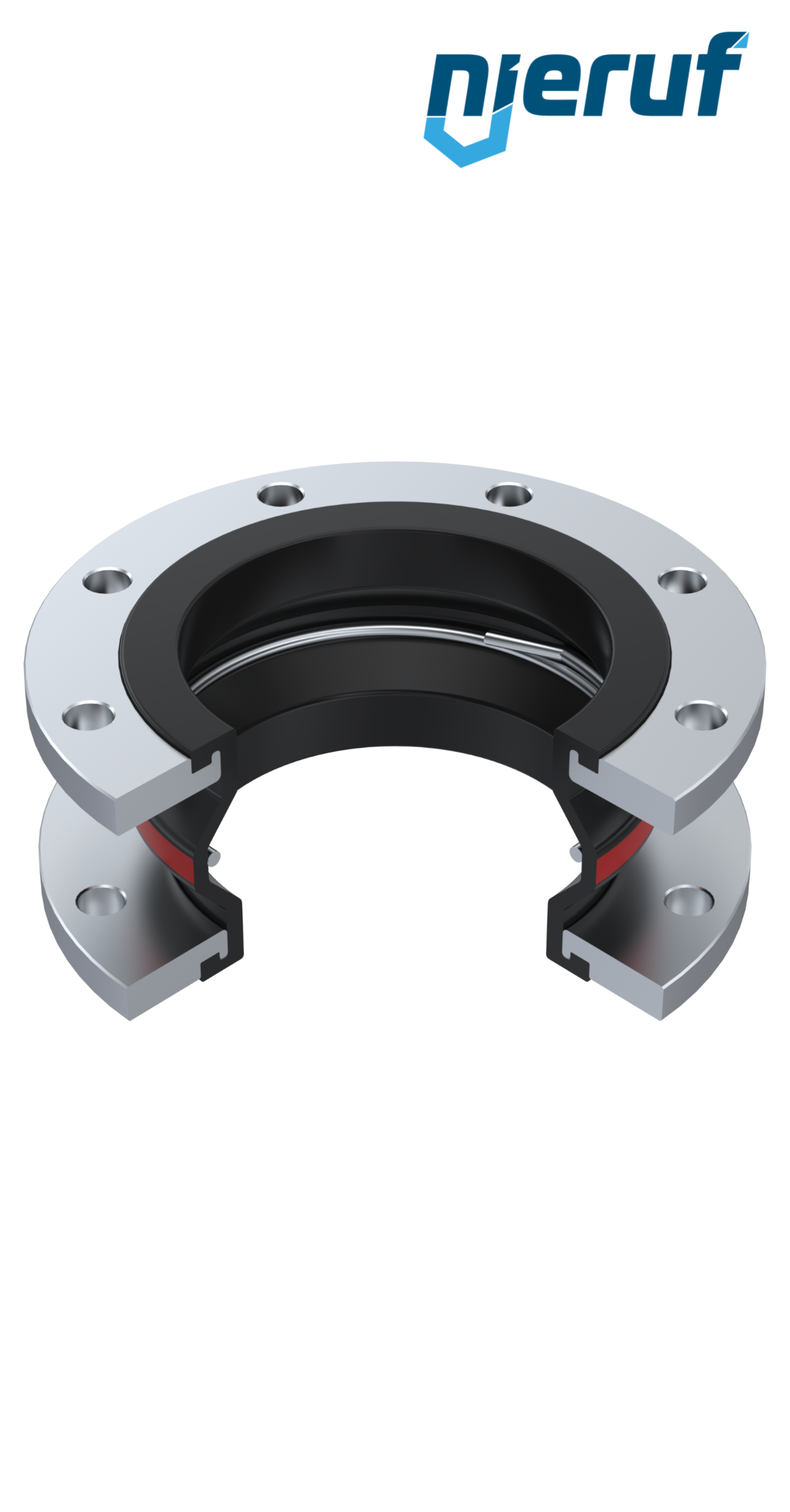 Compensatore o-ring di supporto per il vuoto DN200 versione KP04 flange in acciaio EPDM