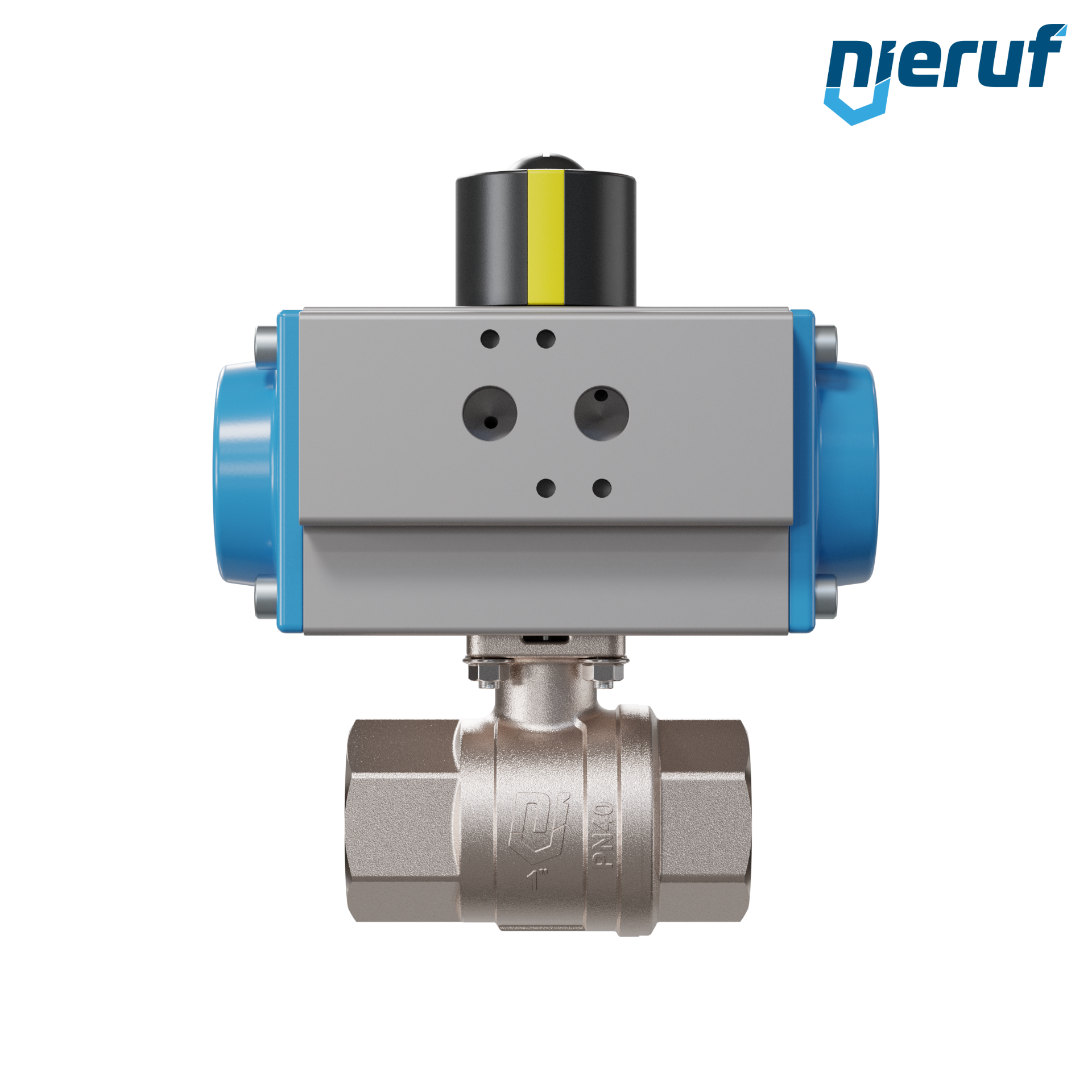 valvola a sfera automatica con manicotto DN25 - 1" pollici azionamento rotativo pneumatico a effetto semplice apertura a molla PK01