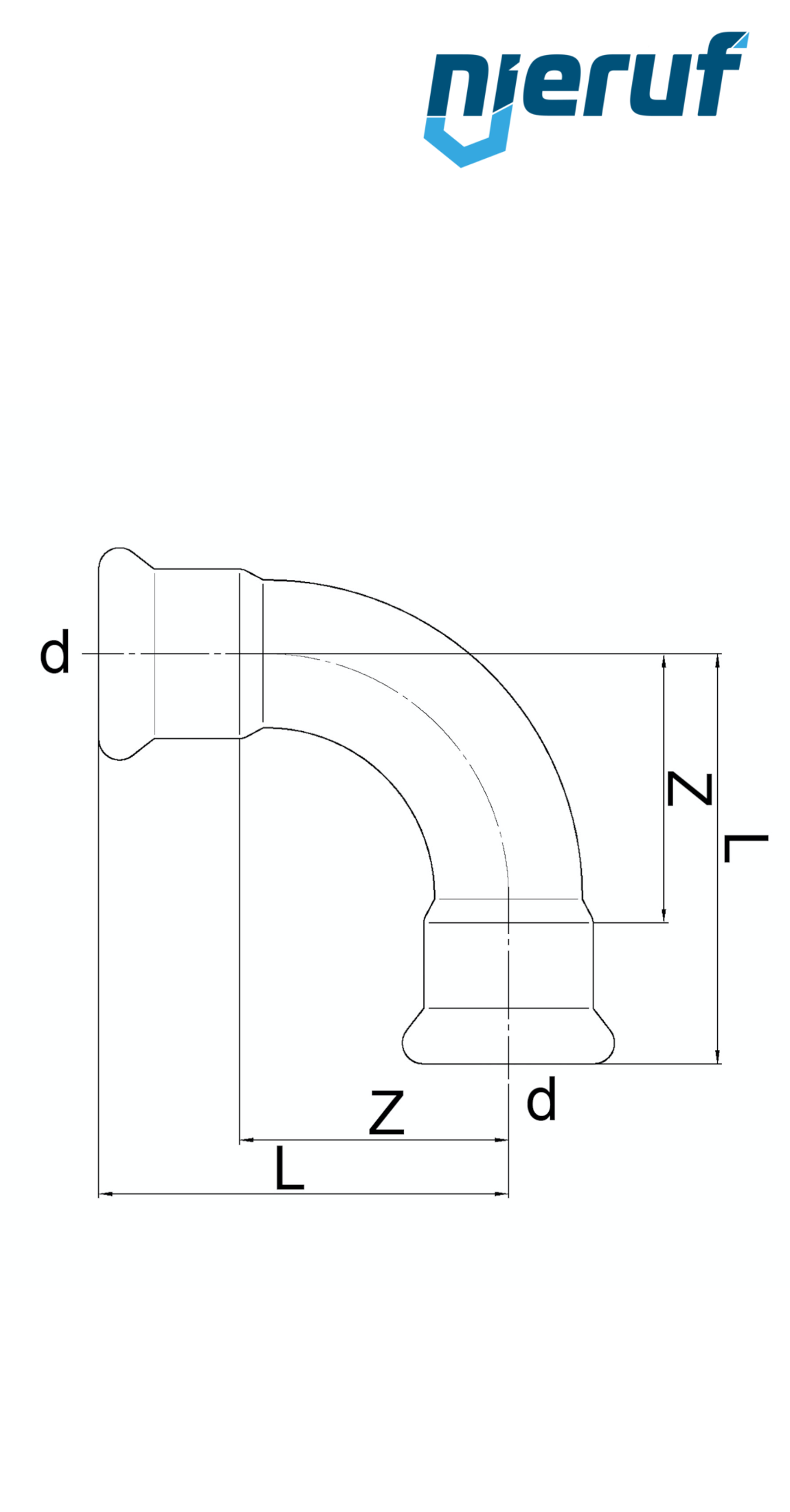 Raccordo a gomito a pressare 90° F x F DN80 - 88,9 mm acciaio inox