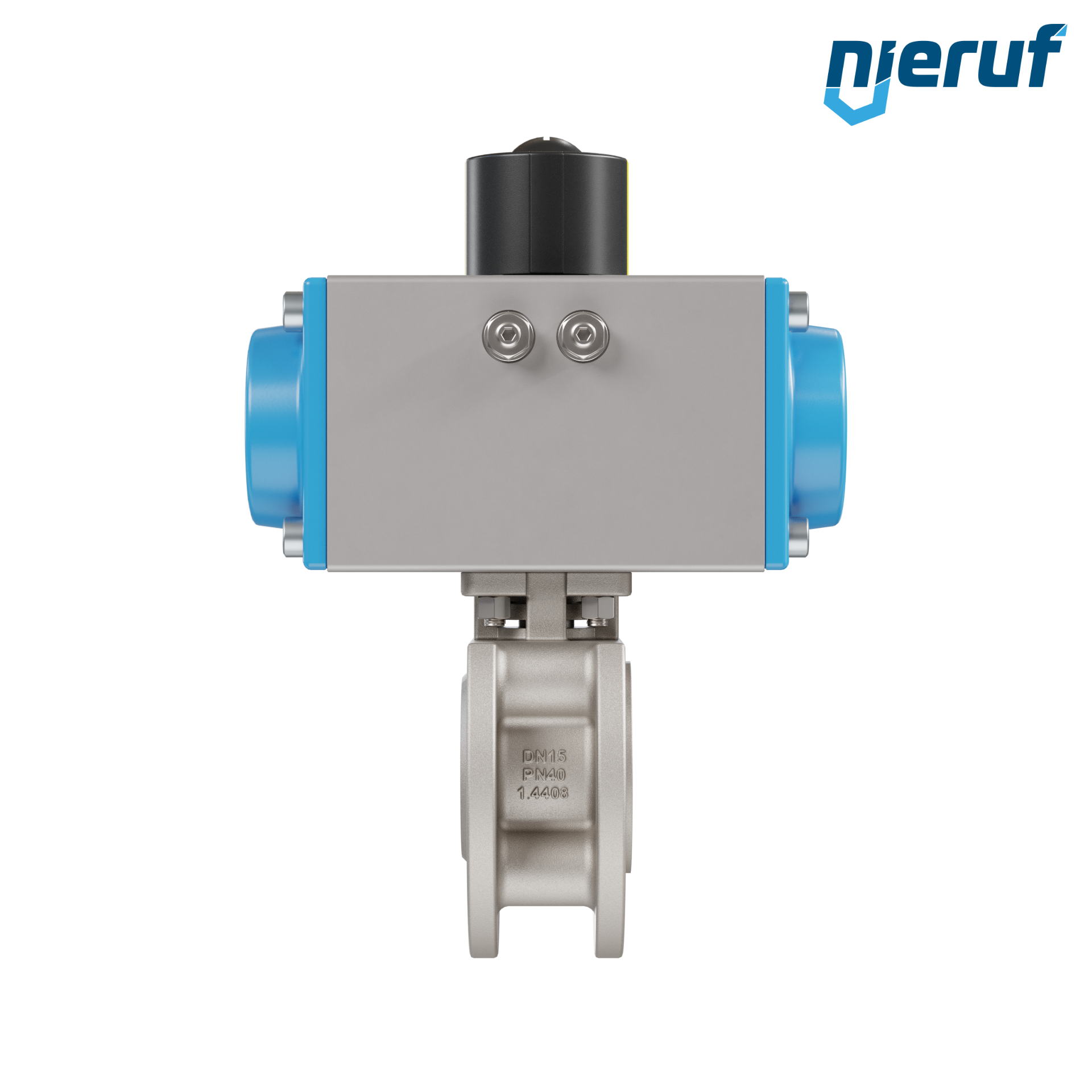 valvola a sfera flangiata dal design compatto DN15 PK07 azionamento rotativo pneumatico a semplice effetto apertura a molla