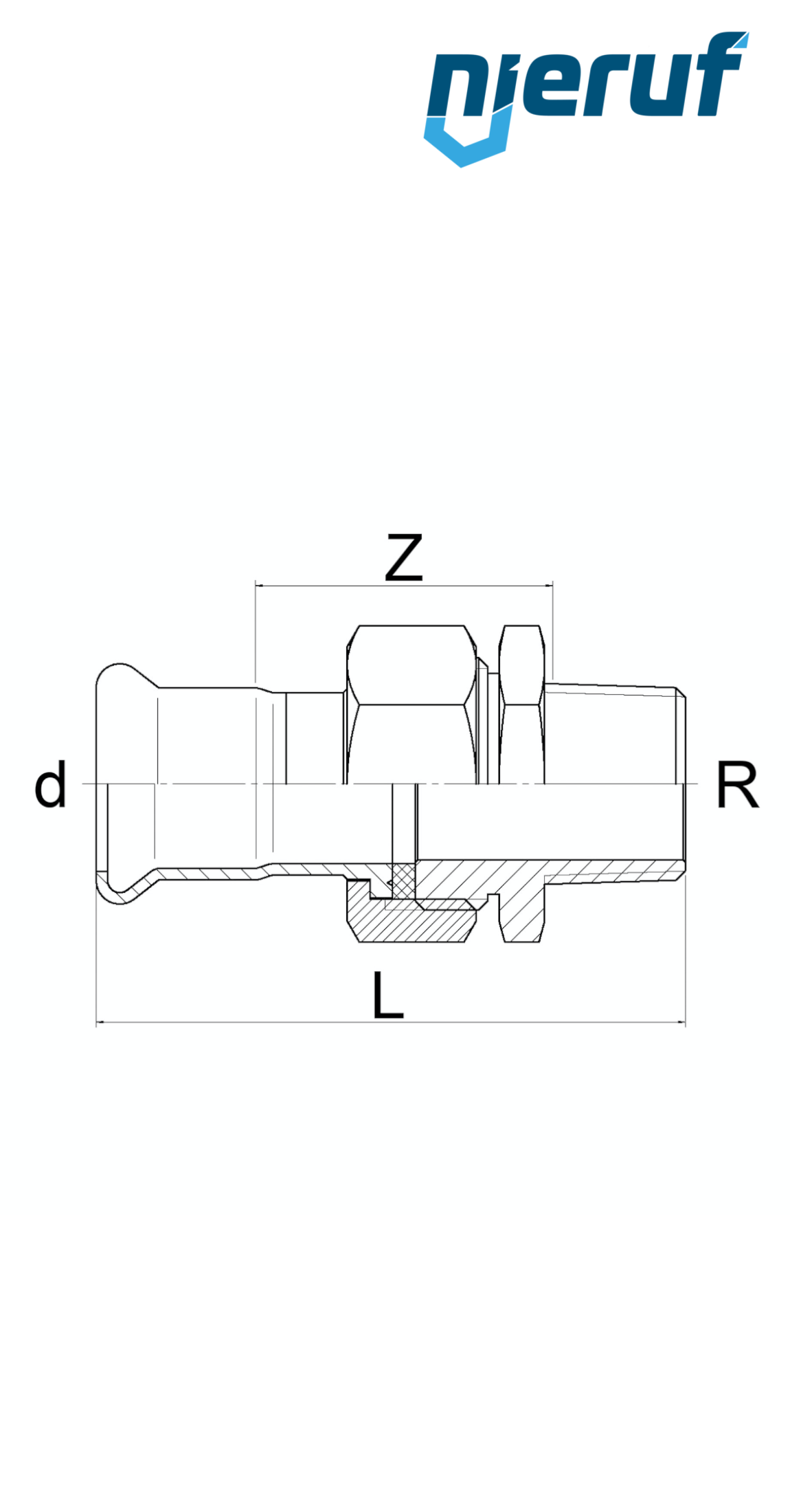 Raccordi dritti a pressare F DN20 - 22,0 mm filettatura esterna 1/2" pollice acciaio inox