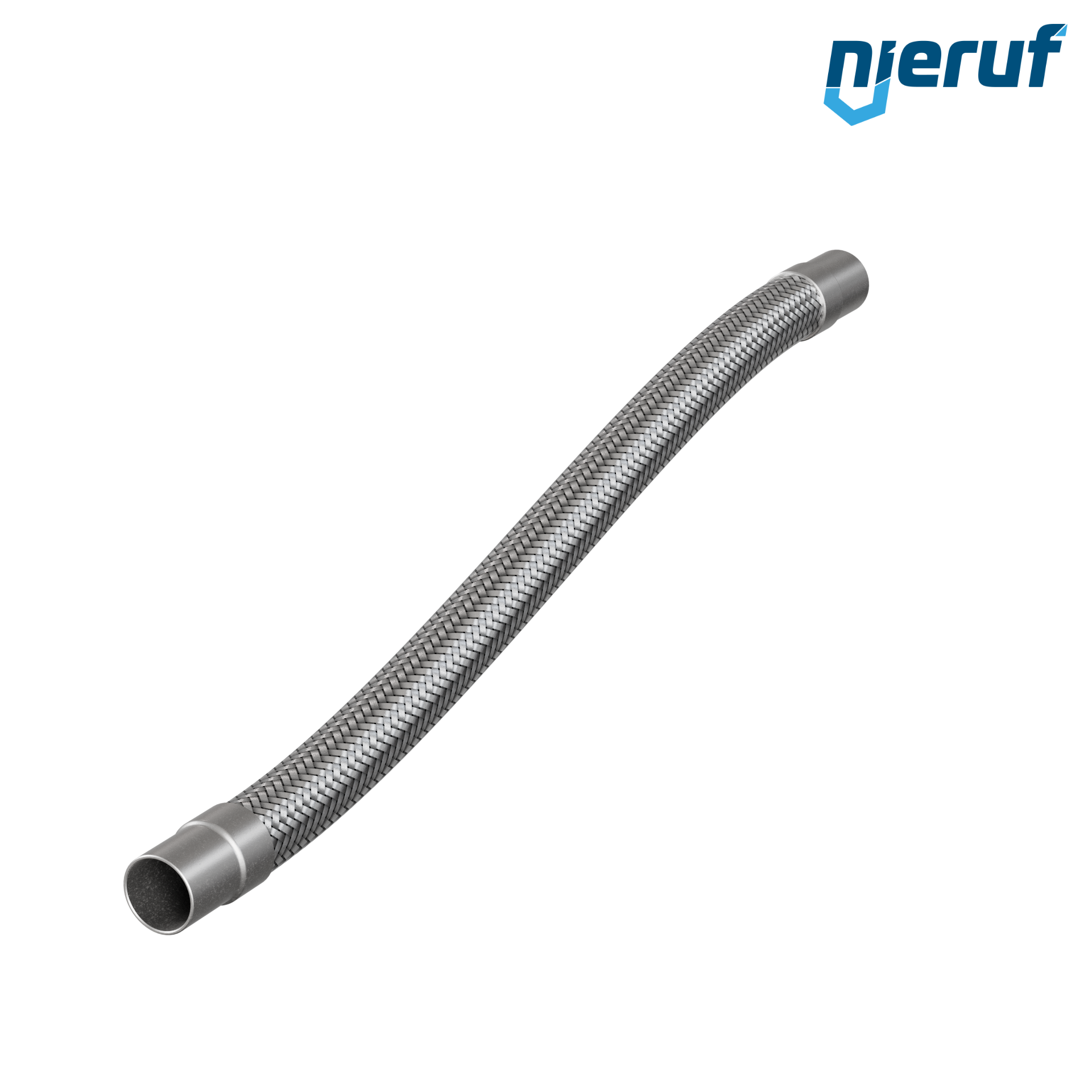 Tubo corrugato in acciaio inossidabile ES01 DN25 - 38.0 mm con treccia singola e estremità a saldare Lunghezza 500 mm