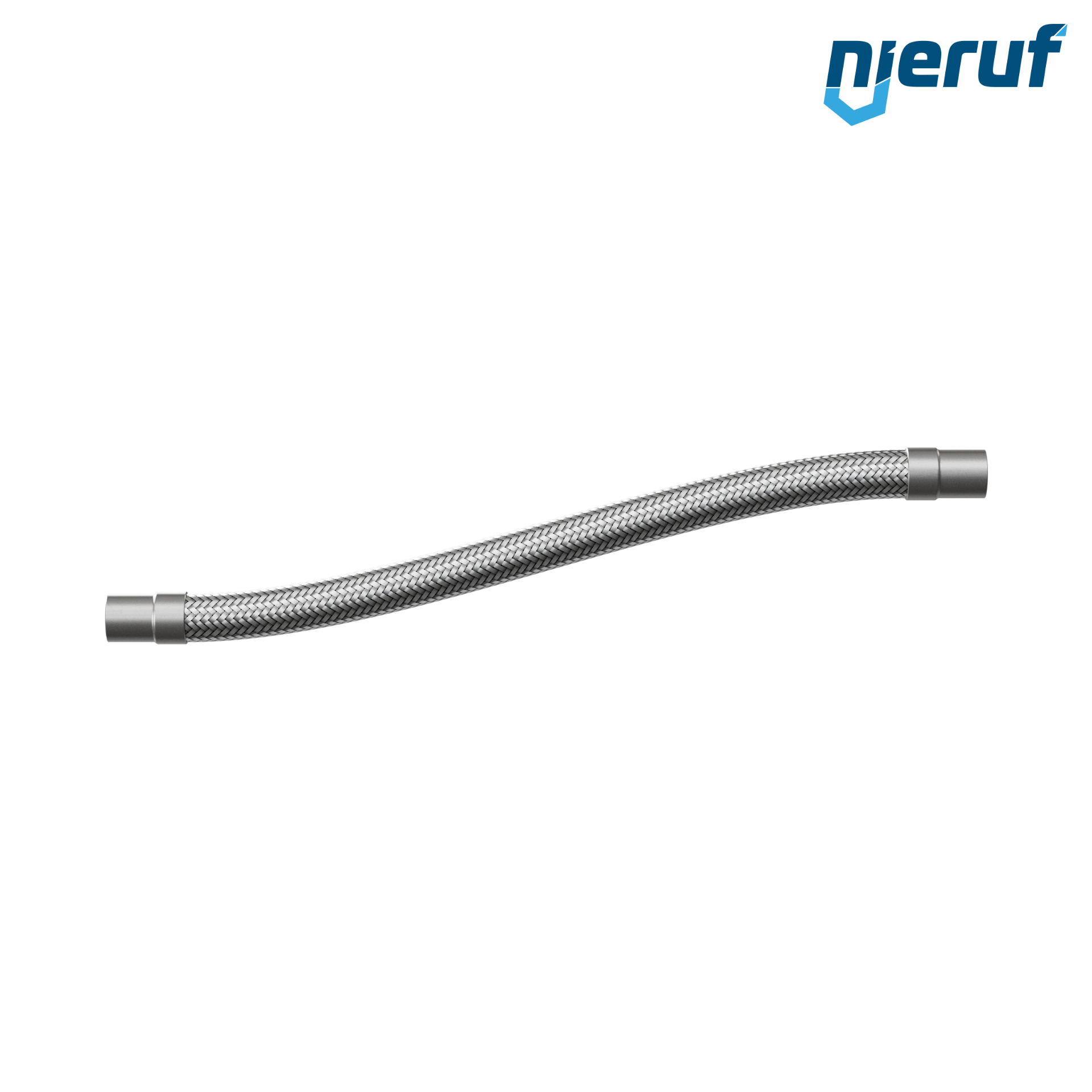 Tubo corrugato in acciaio inossidabile ES01 DN25 - 33.7 mm con treccia singola e estremità a saldare Lunghezza 1000 mm