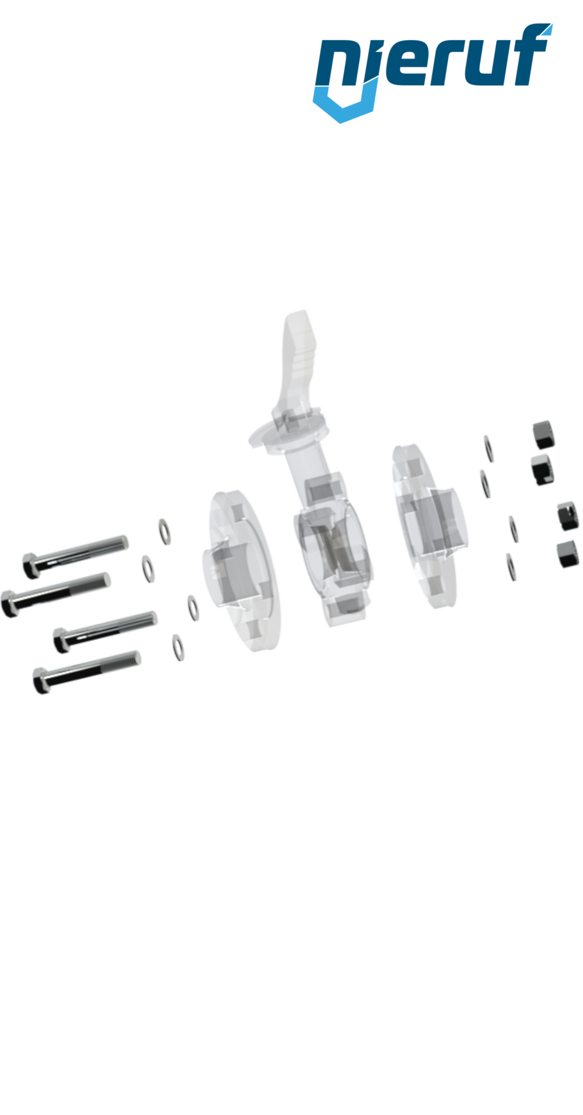 set di assemblaggio valvola a farfalla / flangia DN32 - 1 1/4" pollici per flangia PN10 acciaio inossidabile