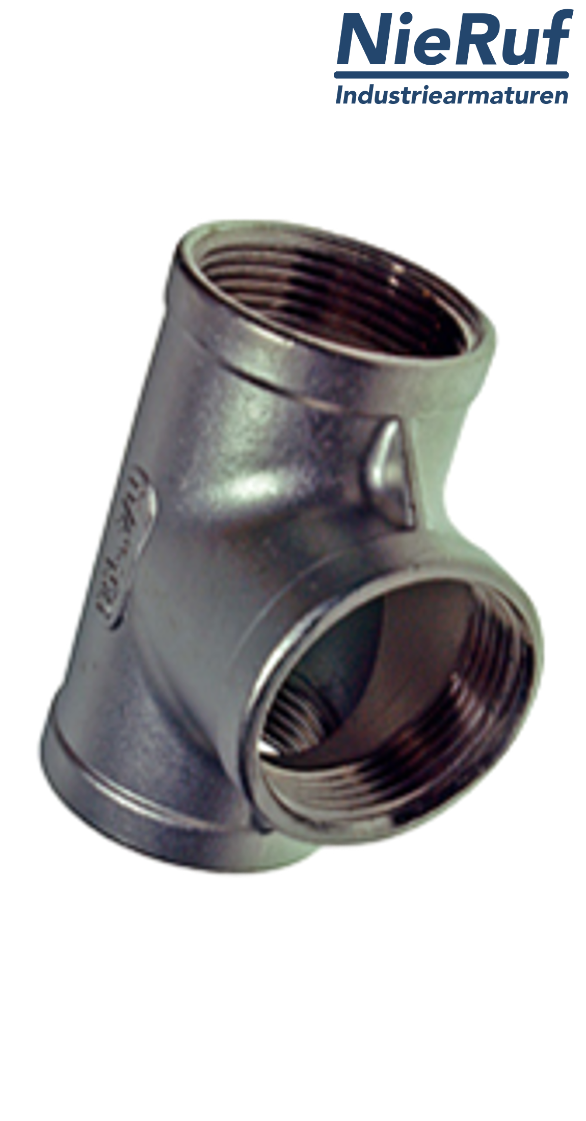 raccordo tee 1 1/4" pollici NPT in acciaio inossidabile 316 con angolo di 90° filettatura interna