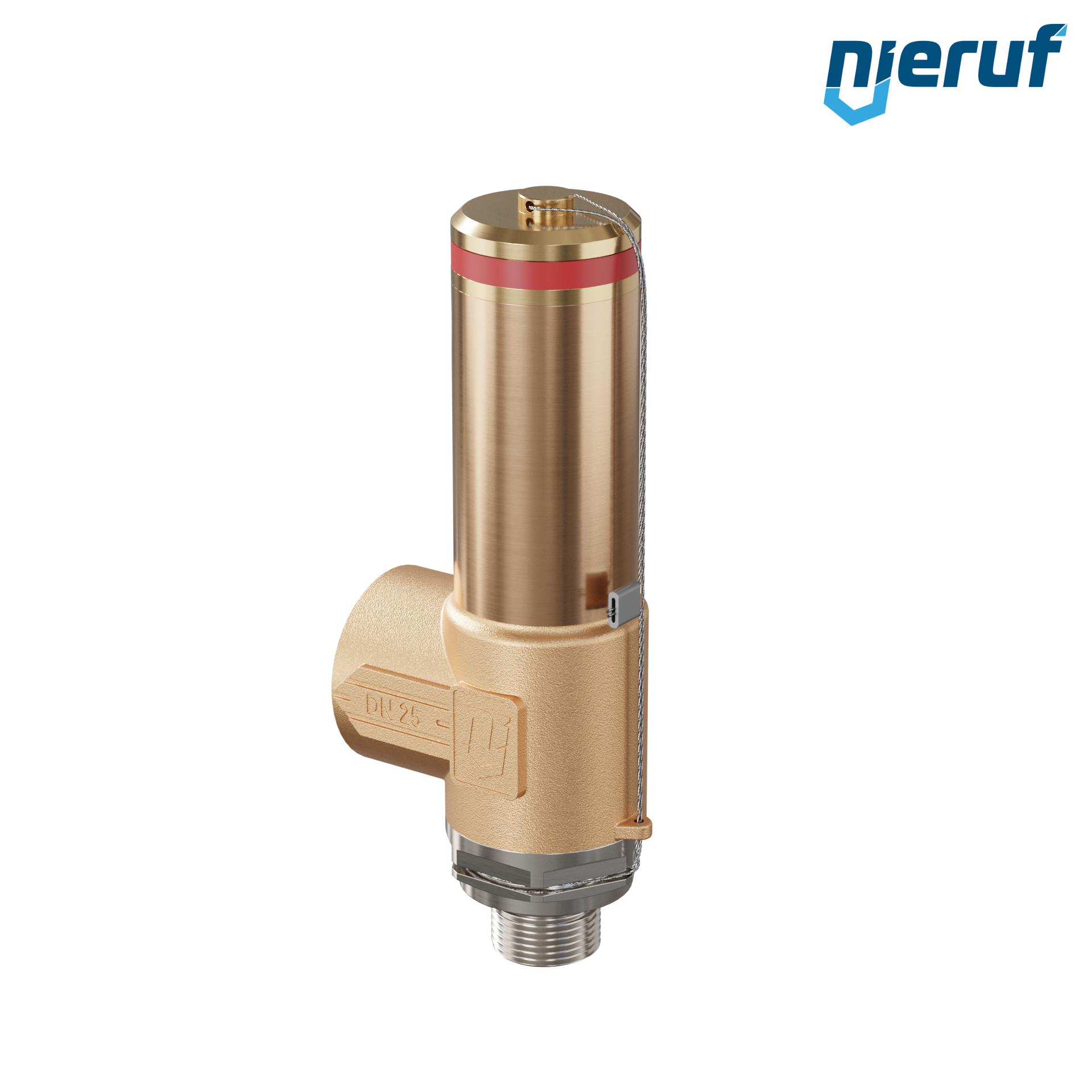 valvola di sicurezza criogenica senza otturatore di scarico DN15 1/2" M x 1" F SV18, acciaio inox & ottone rosso PTFE