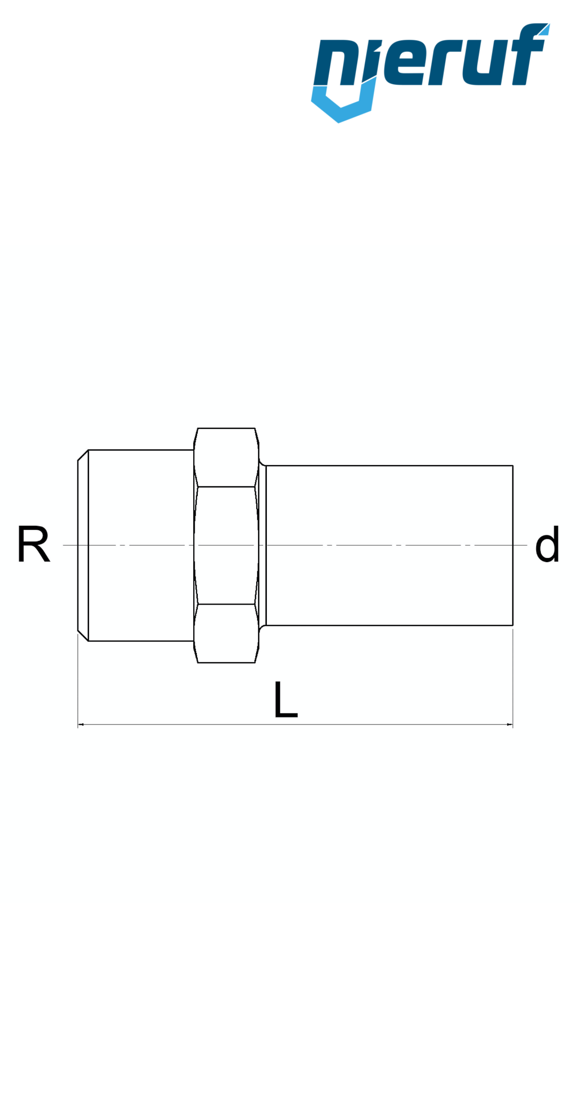 Raccordo dritto maschio DN32 - 35,0 mm a pressare M filettatura esterna 1 1/4" pollice acciaio inox
