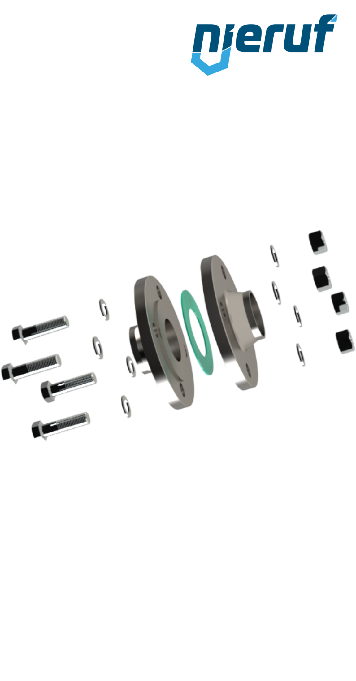 set di assemblaggio flangia / flangia DN15 - 1/2" pollici per flangia PN10/16/25/40 acciaio inossidabile