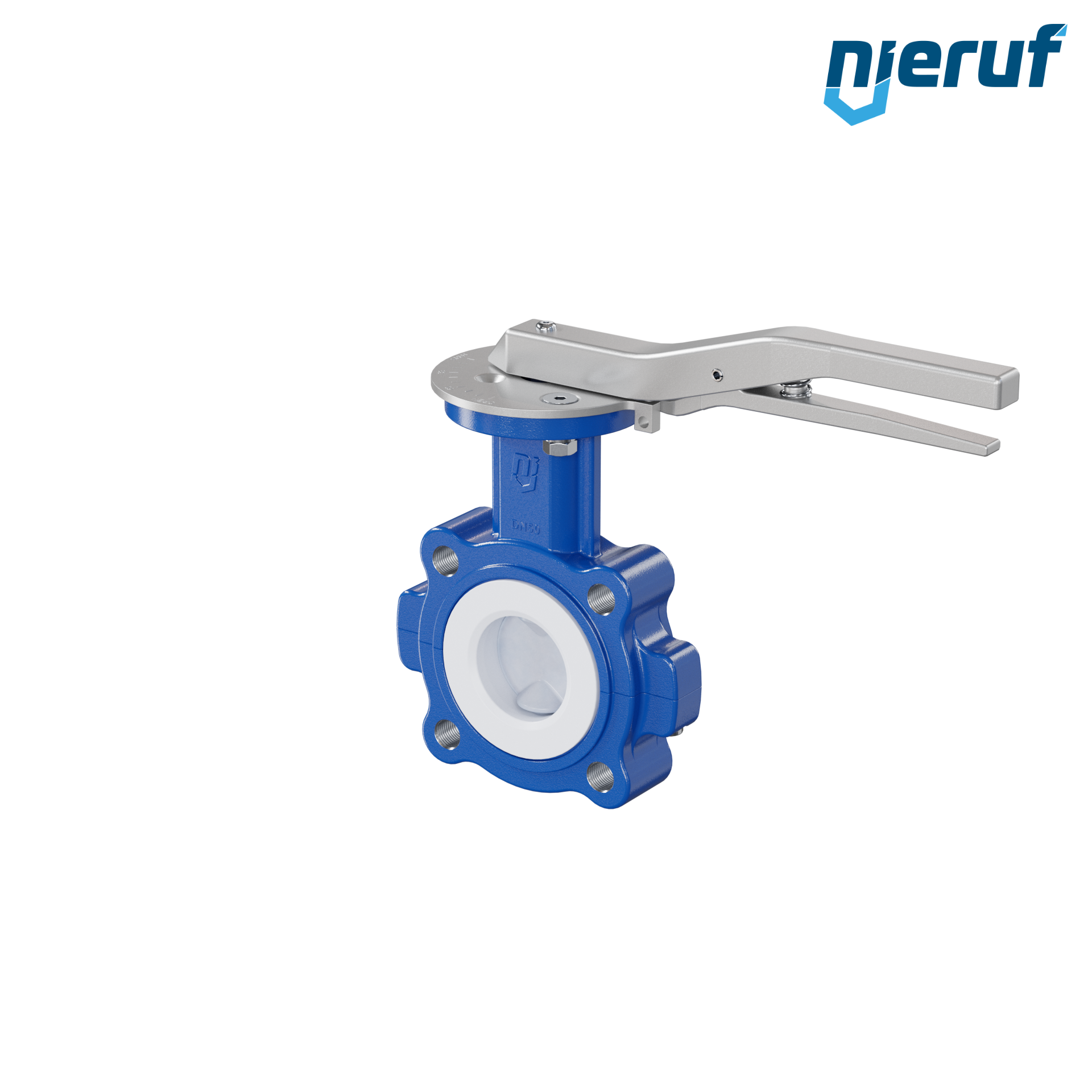valvola a farfalla PFA PTFE AK10 DN50 ANSI150 leva inserto in FKM