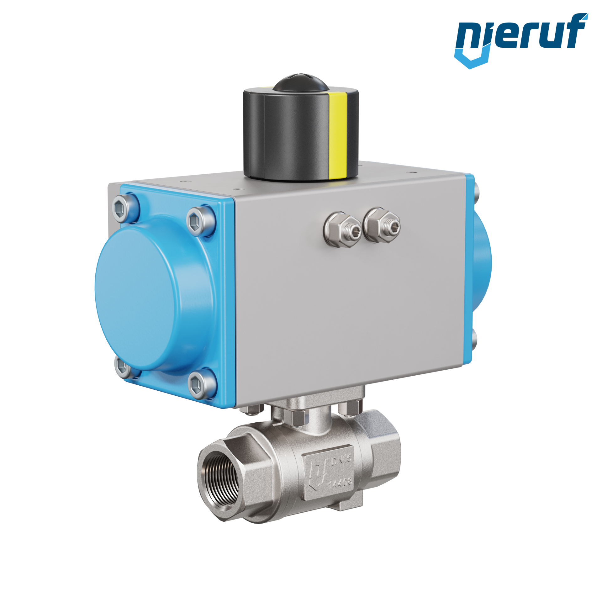 valvola a sfera con attuatore pneumatico DN15 - 1/2" pollici acciaio inossidabile azionamento rotativo a effetto semplice apertura a molla PK02 DVGW W