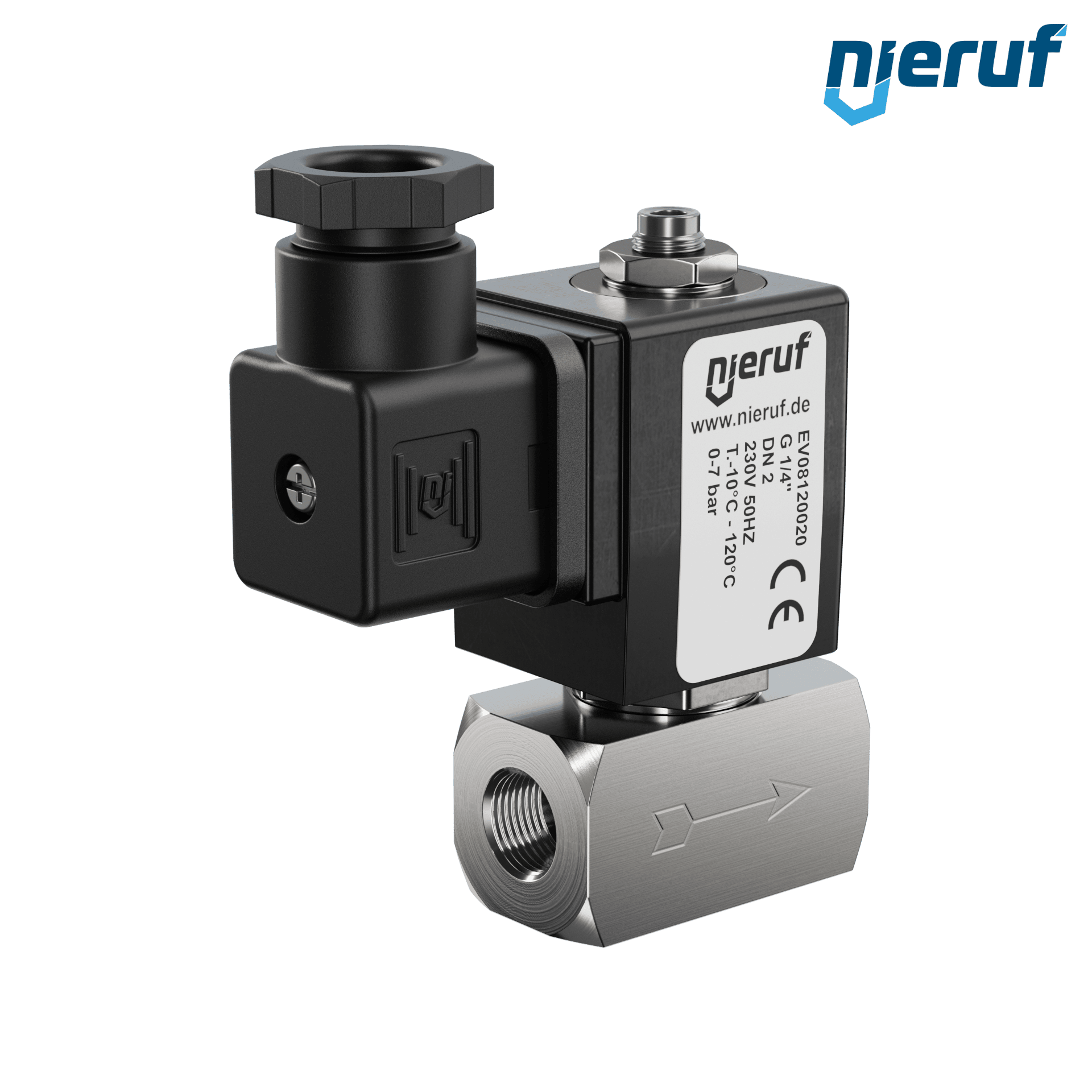 elettrovalvolaDN2,0 G 1/4" pollici acciaio inossidabile EV08 FKM 230V 50Hz