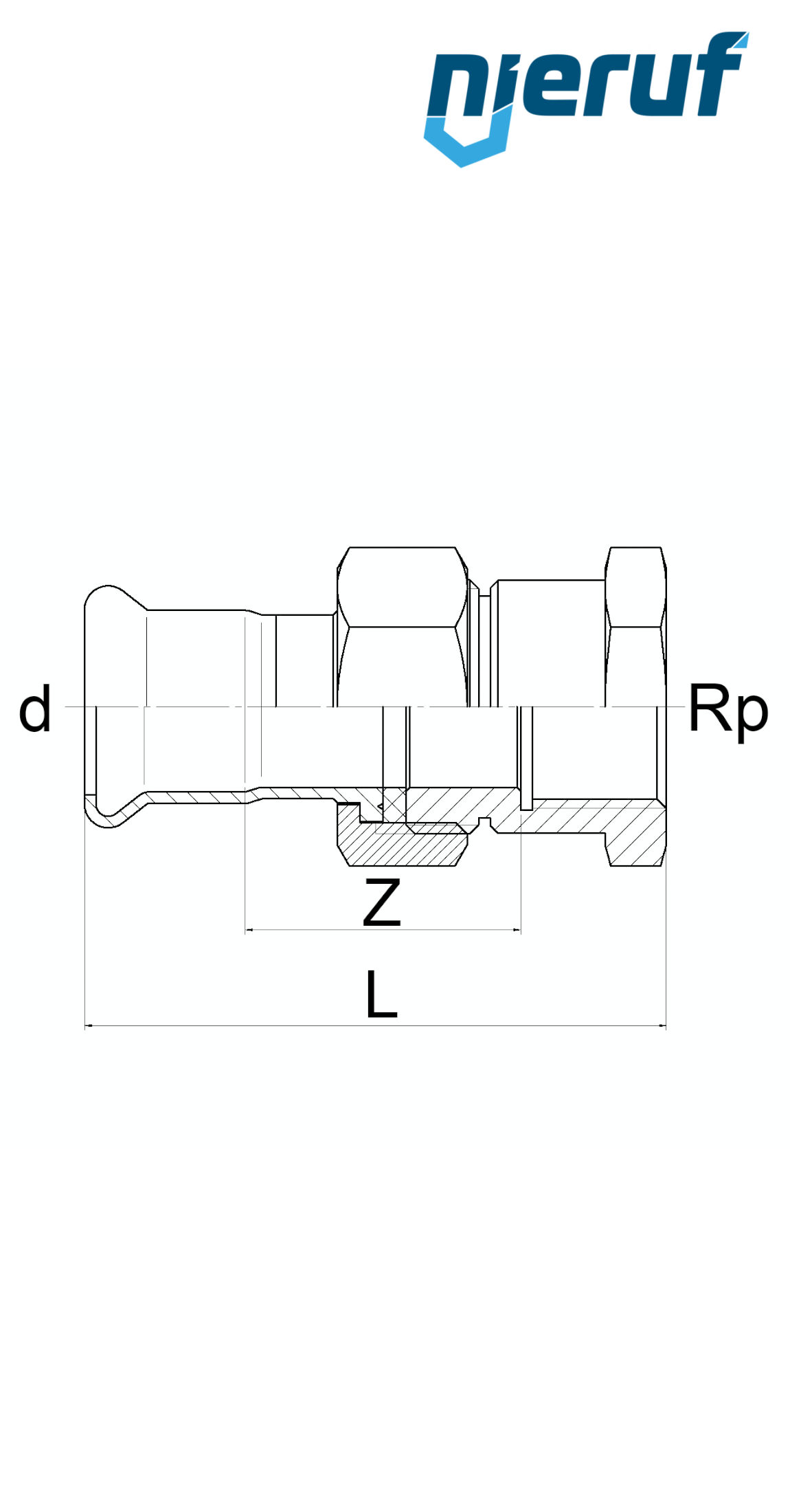 Raccordi dritti a pressare F DN40 - 42,0 mm filettatura interna 1 1/2" pollice acciaio inox