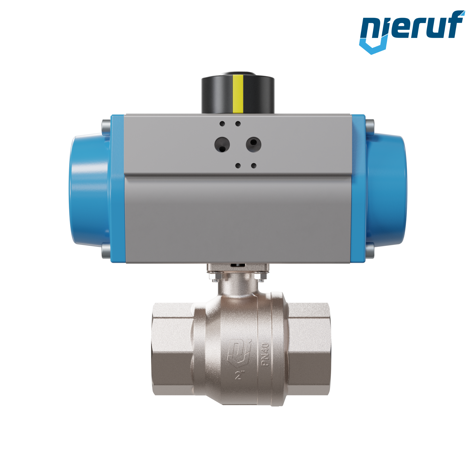 valvola a sfera automatica con manicotto DN50 - 2" pollici azionamento rotativo pneumatico a effetto semplice apertura a molla PK01