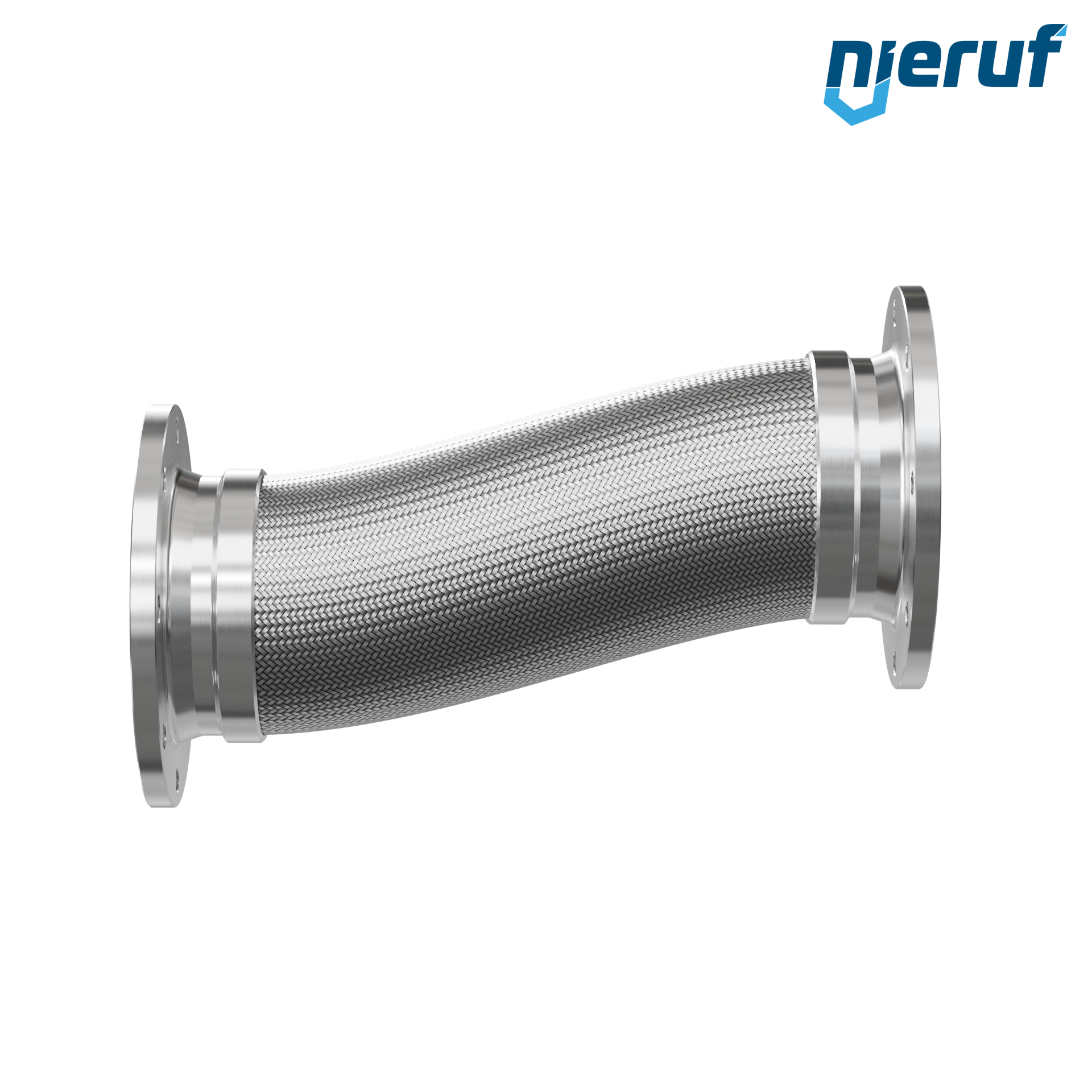Tubo corrugato in acciaio inossidabile ES01 DN200 - 8" pollici con treccia doppia e flangia fissa Lunghezza 500 mm