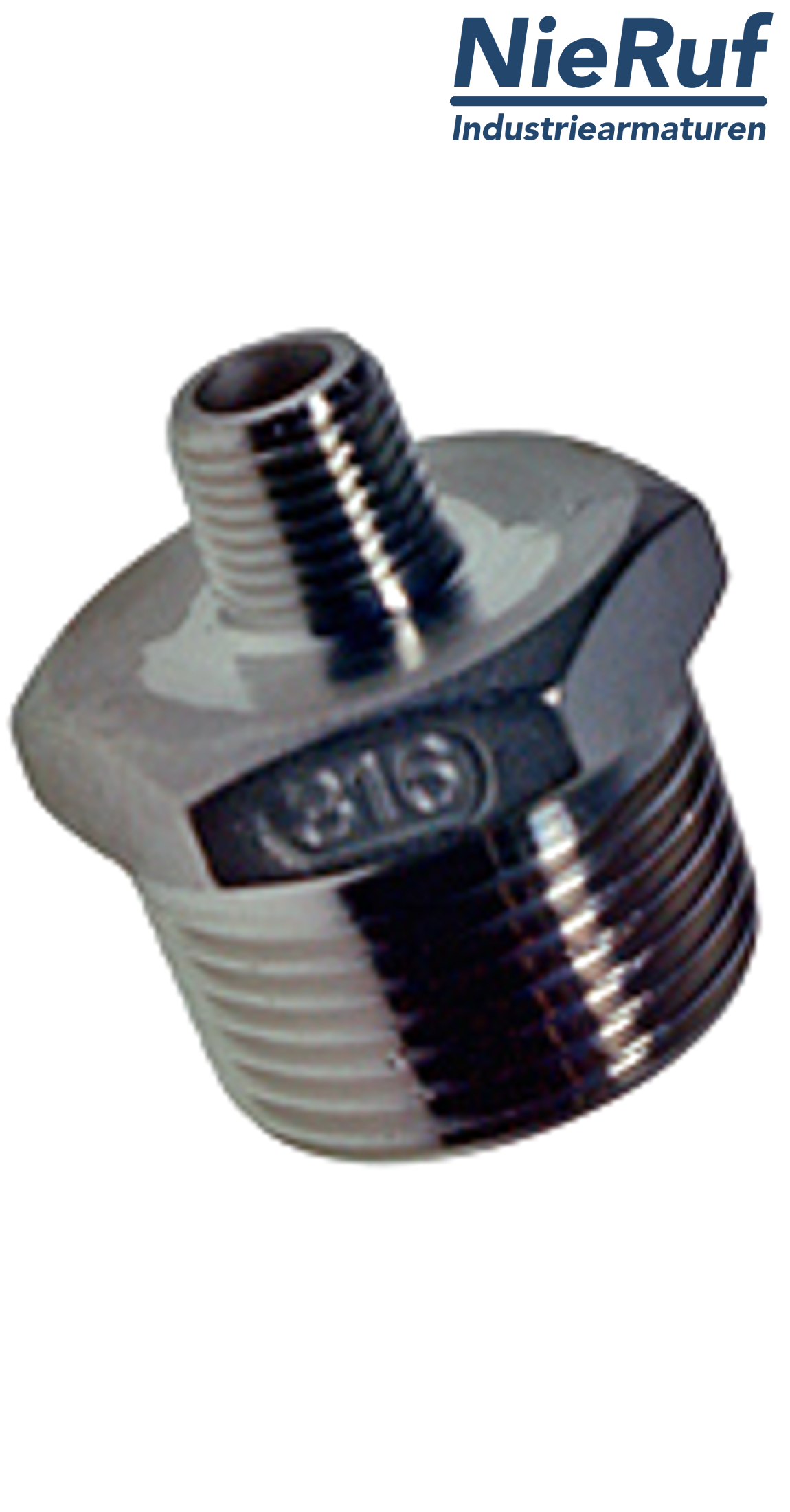 nipplo ridotto 1" x 1/2" pollici NPT filettatura esterna in acciaio inossidabile 316L