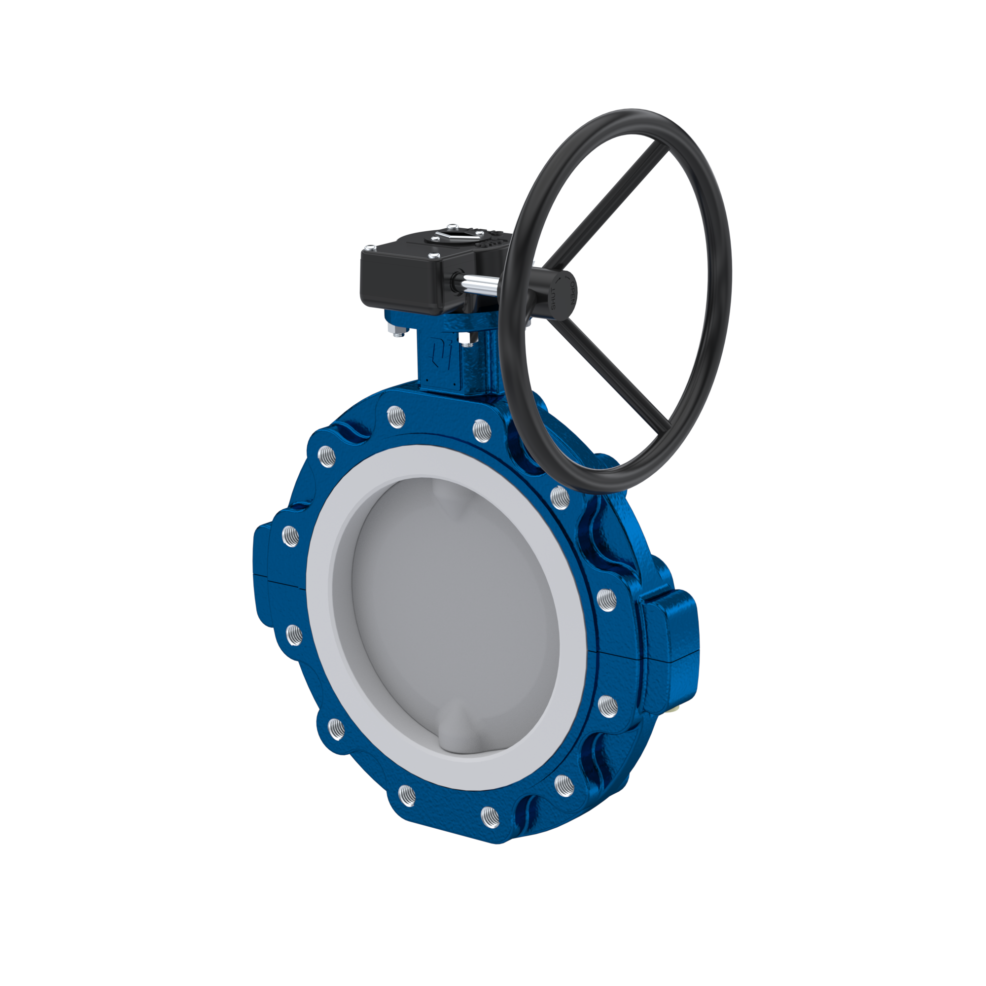 valvola a farfalla PTFE AK10 DN400 ANSI150 volantino manuale inserto in EPDM