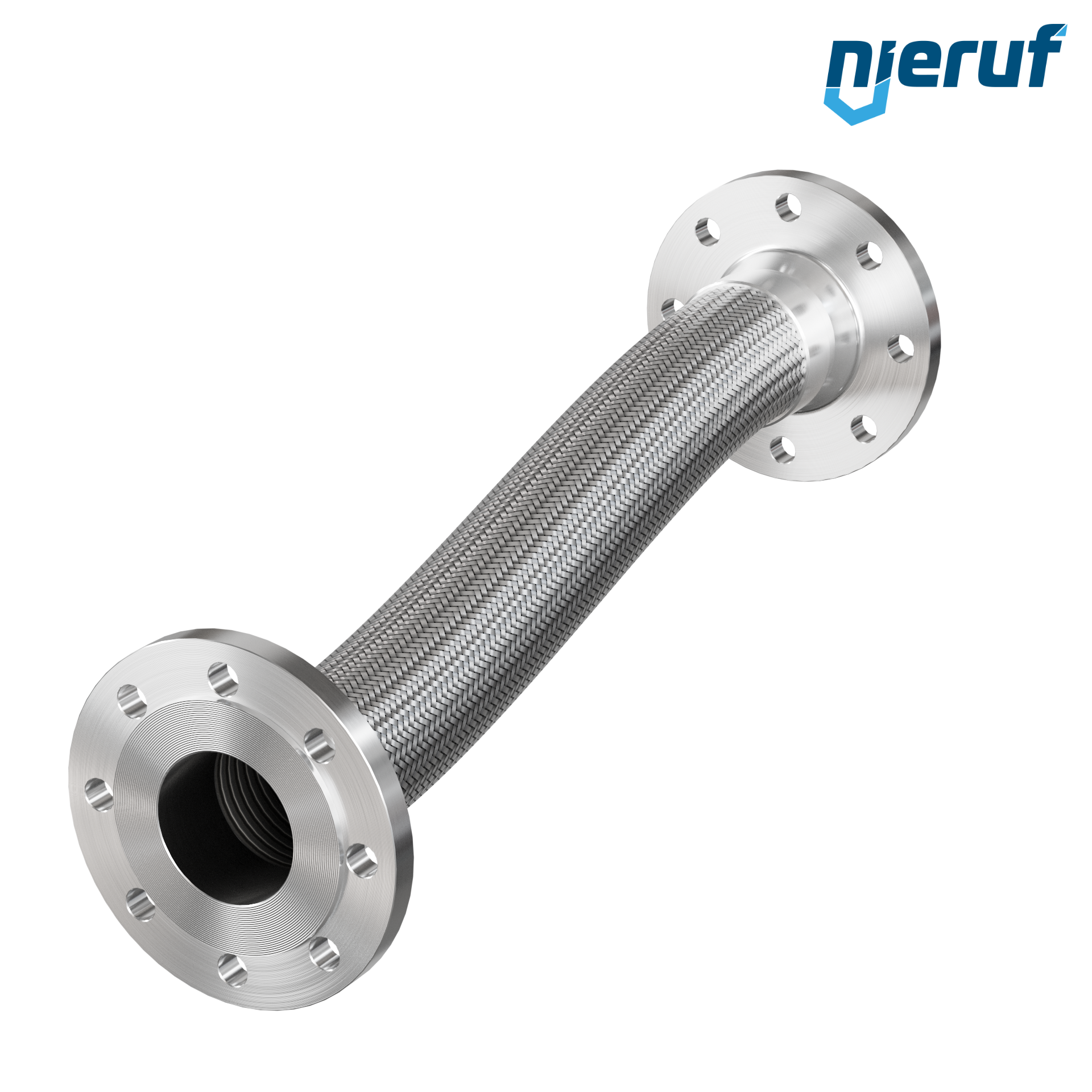 Tubo corrugato in acciaio inossidabile ES01 DN80 - 3" pollici con treccia singola e flangia fissa Lunghezza 500 mm