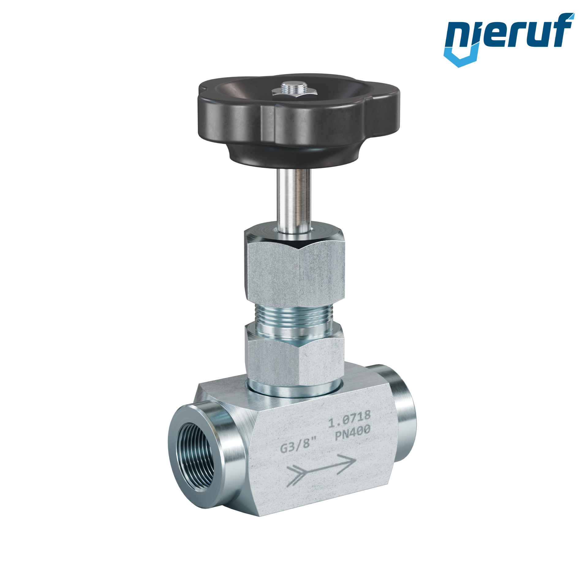 valvola a spillo 3/8" pollici NV01 acciaio (zincato blu)