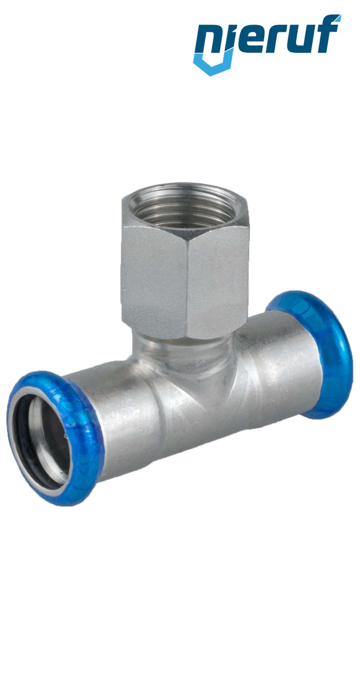 Raccordo a T a pressare F x F DN80 - 88,9 mm filettatura interna 3/4" pollice acciaio inox