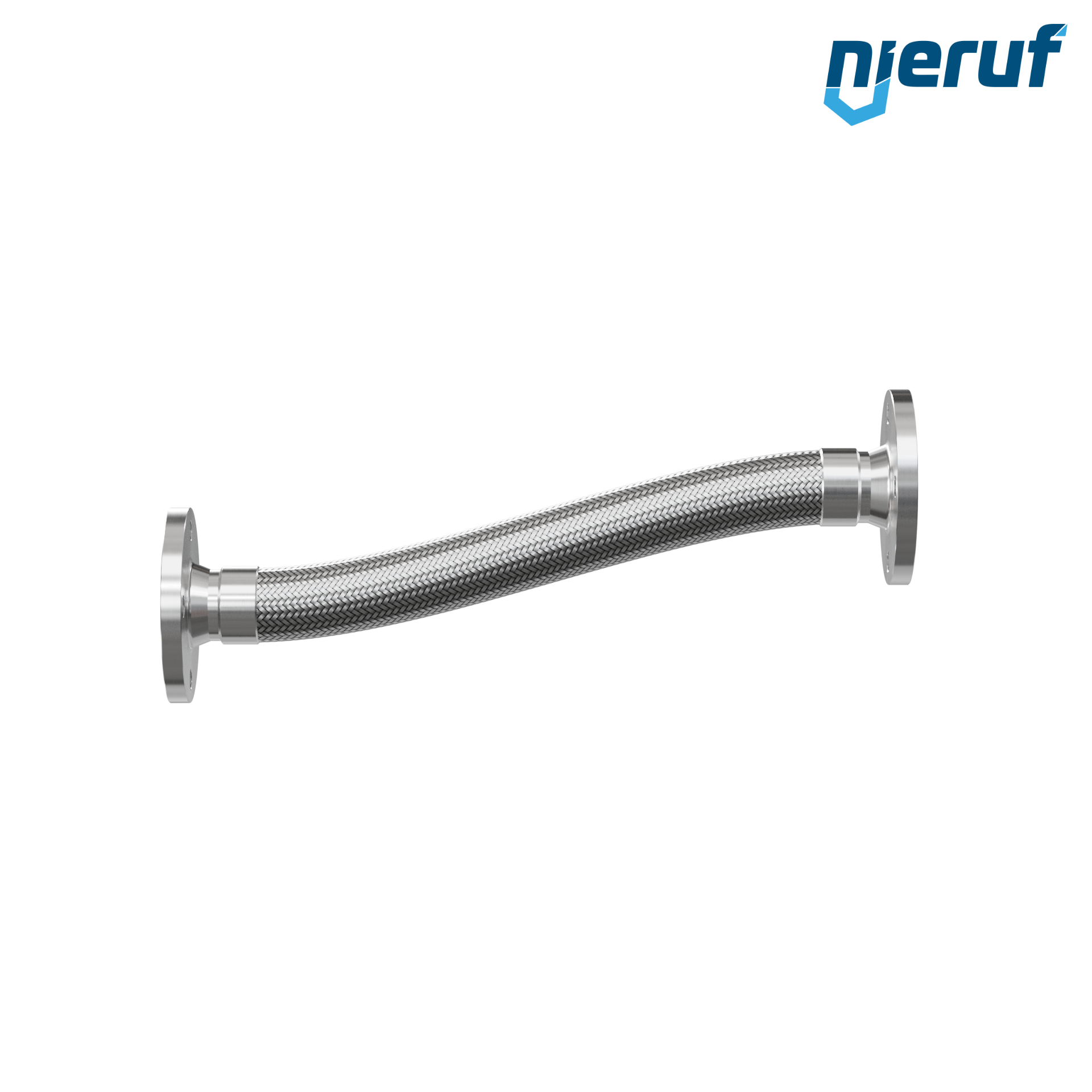 Tubo corrugato in acciaio inossidabile ES01 DN50 - 2" pollici con treccia singola e flangia fissa Lunghezza 1000 mm