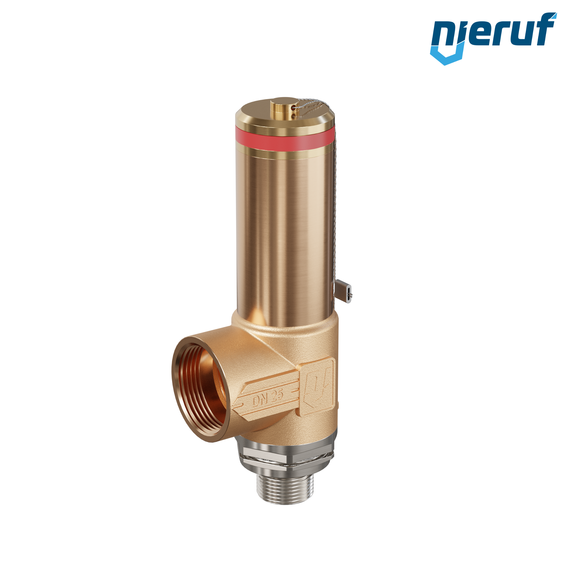 valvola di sicurezza criogenica senza otturatore di scarico DN15 1/2" M x 1" F SV18, acciaio inox & ottone rosso PTFE