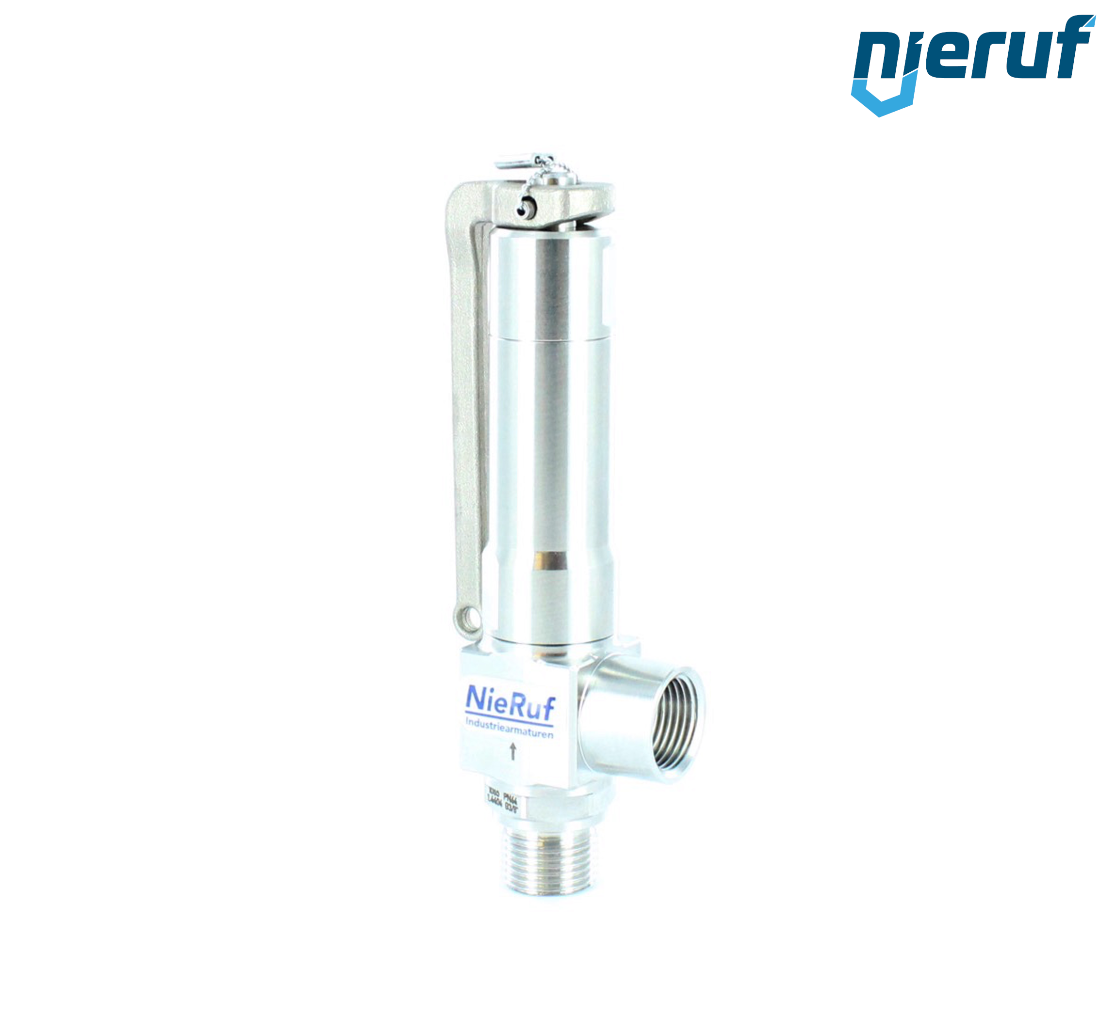 valvola di sicurezza ad angolo 3/8" M  x 3/8" F SV12, acciaio inox EPDM, con leva