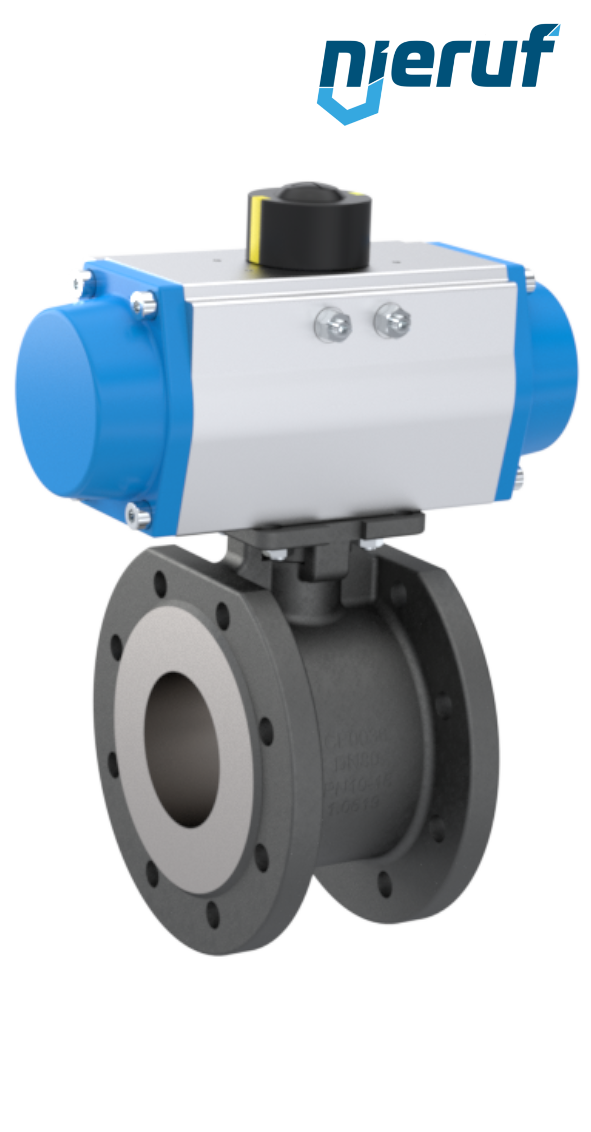 valvola a sfera flangiata dal design compatto DN80 PK06 azionamento rotativo pneumatico a semplice effetto apertura a molla