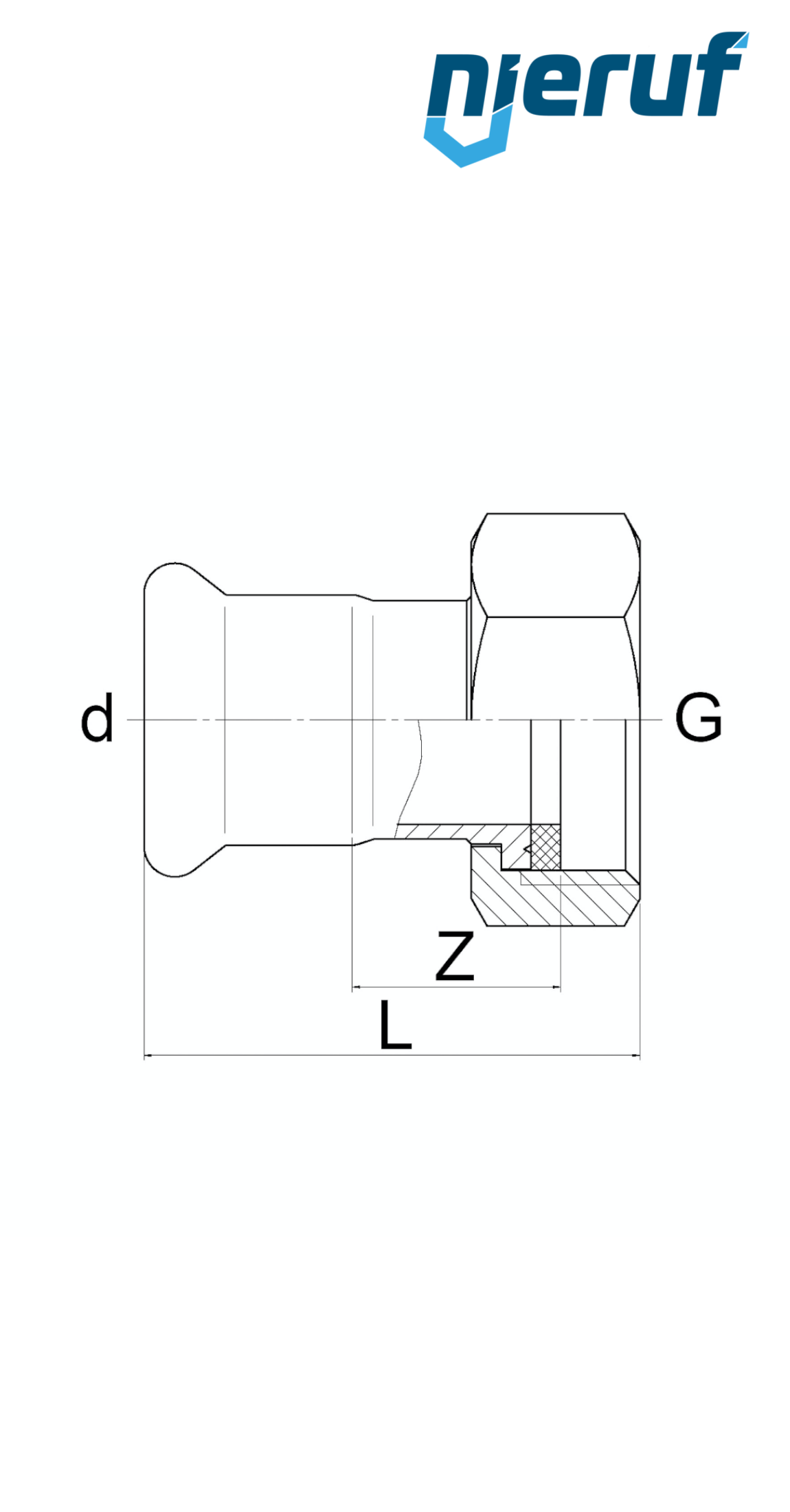 Raccordo femmina F a pressare DN25 - 28,0 mm filettatura interna 1 1/4" pollice acciaio inox