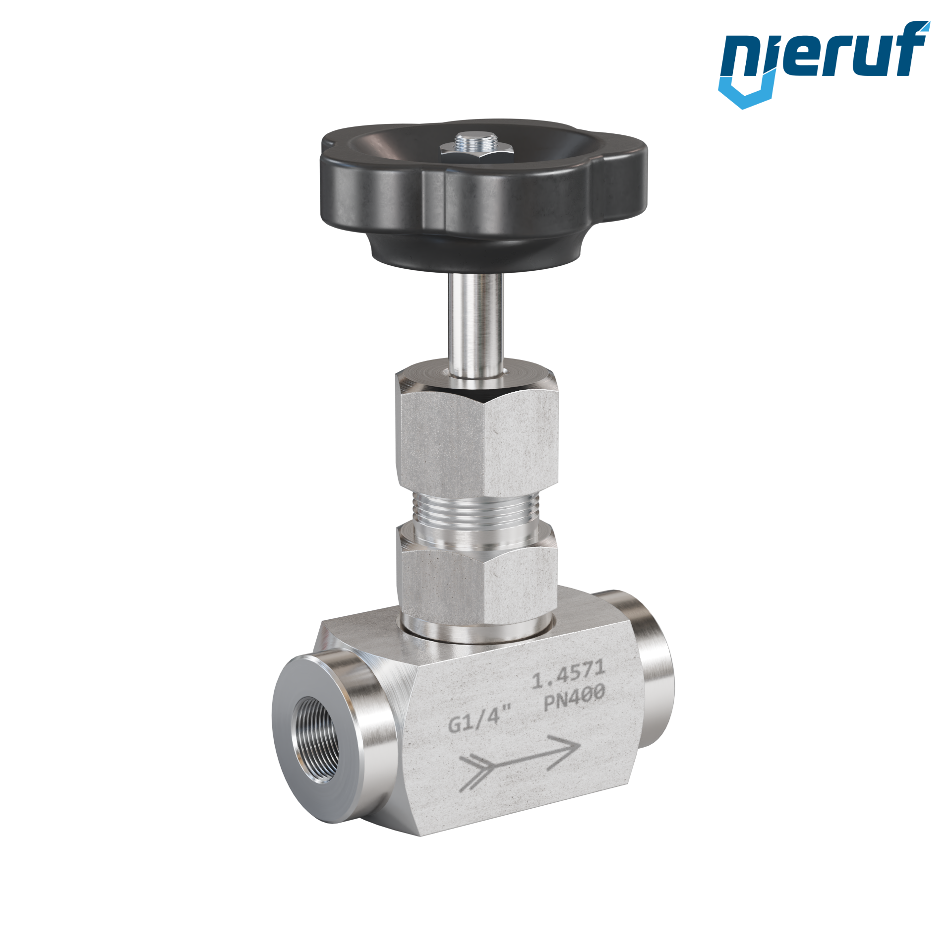 valvola a spillo (per alta pressione) 1/4" pollici NV01 acciaio inossidabile 1.4571