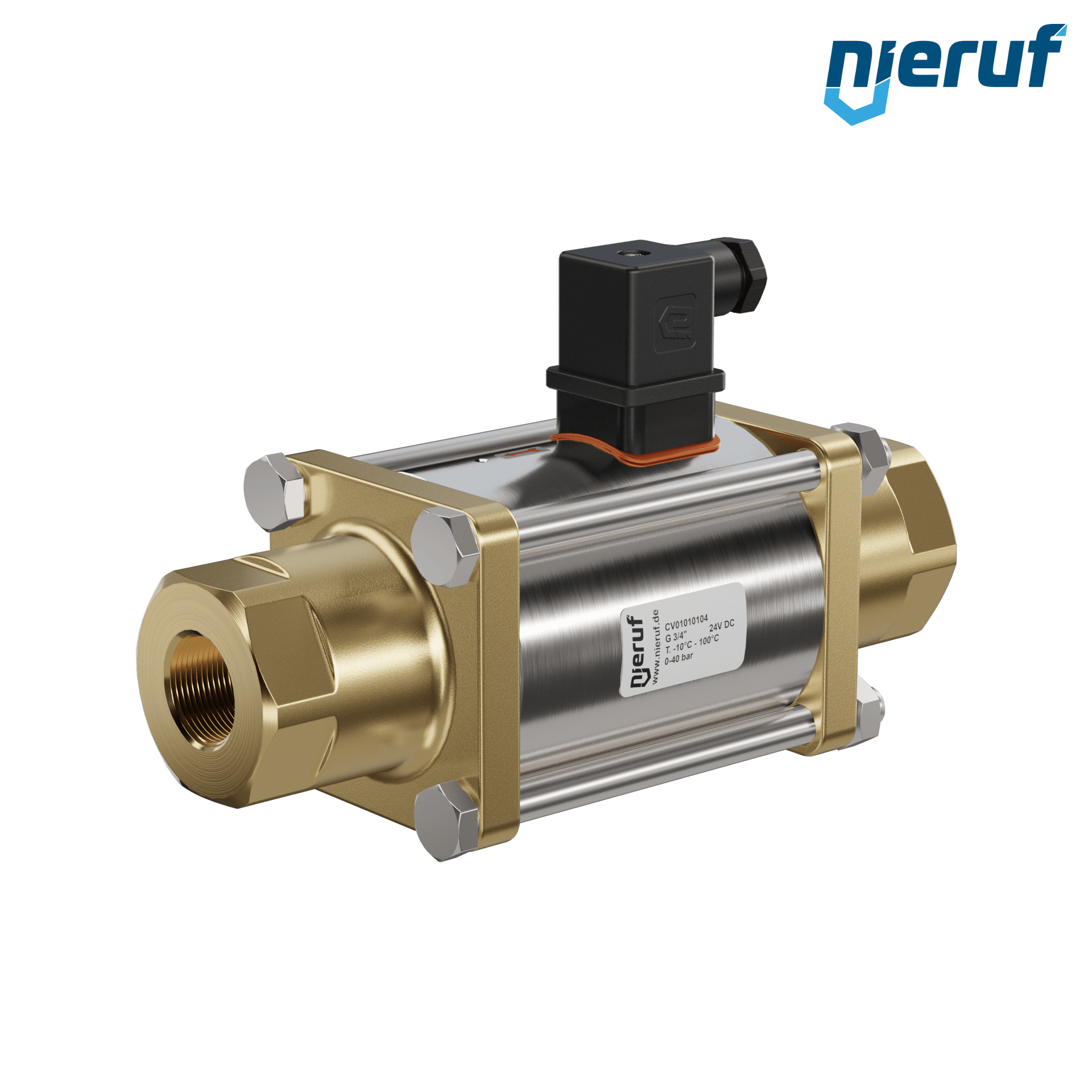 valvola coassiale 3/4" pollici filettatura interna - DN20 ottone 24V DC NO