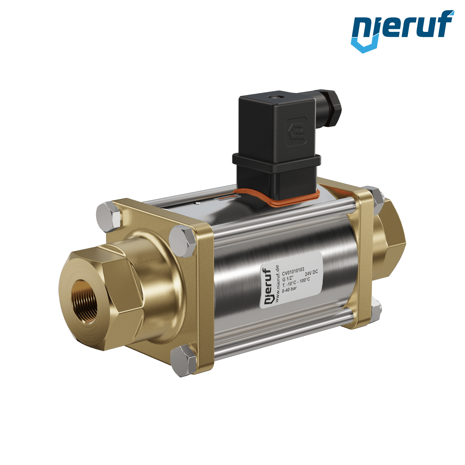 valvola coassiale 1/2" pollici filettatura interna - DN15 ottone 24V DC NO