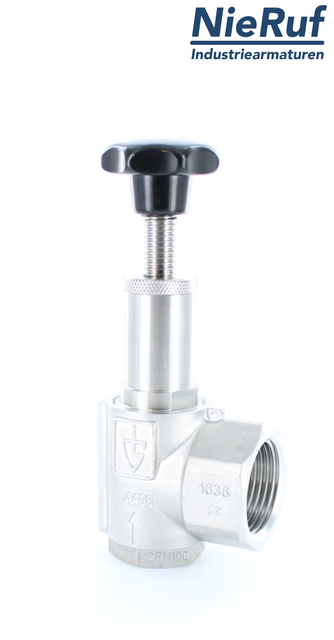 valvola di troppo pieno ad angolo 1 1/2" pollici filettat. est UV15 acciaio inossidabile 1,0 - 1,3 bar