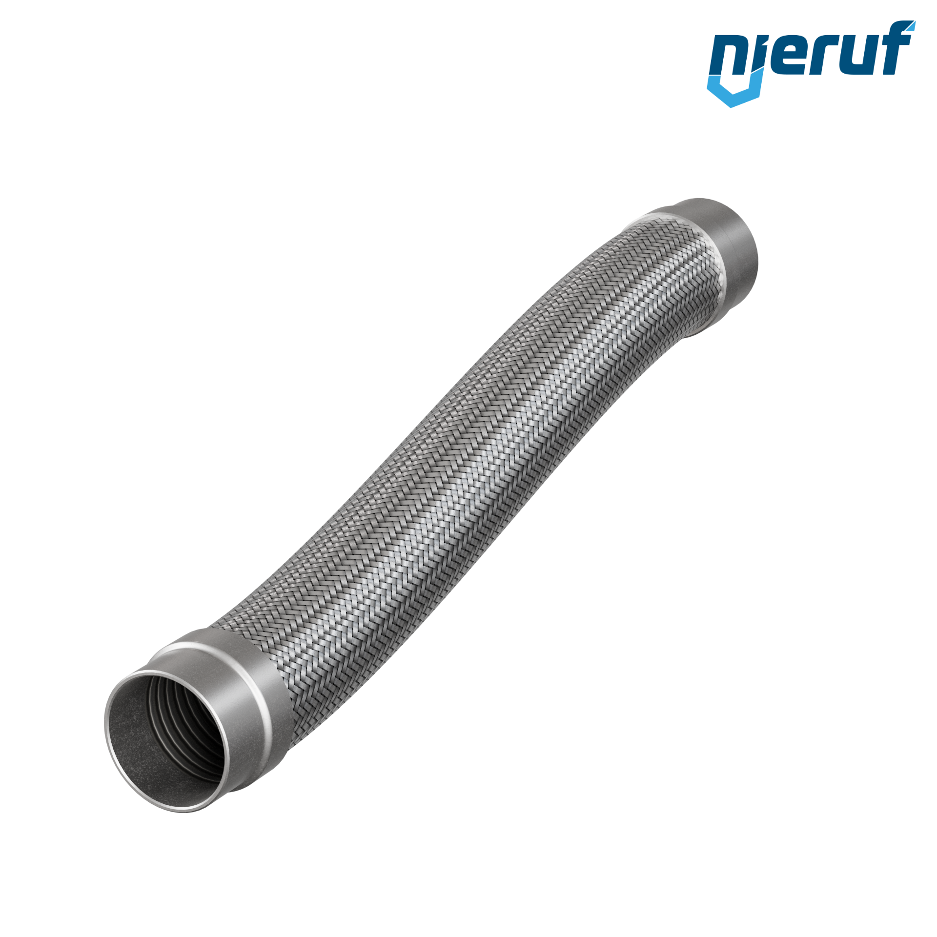 Tubo corrugato in acciaio inossidabile ES01 DN65 - 76.1 mm con treccia doppia e estremità a saldare Lunghezza 500 mm