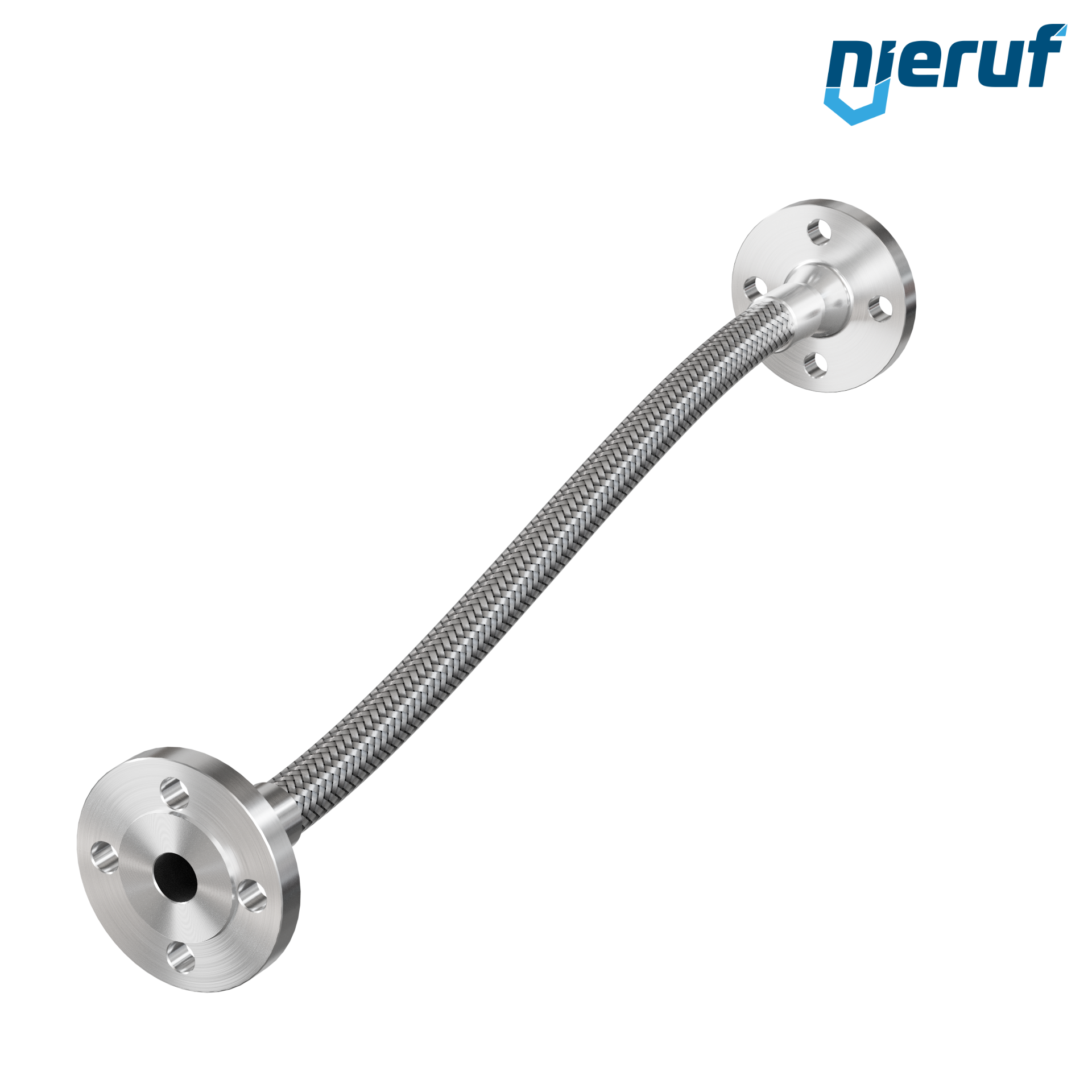Tubo corrugato in acciaio inossidabile ES01 DN20 - 3/4" pollici con treccia singola e flangia fissa Lunghezza 1000 mm