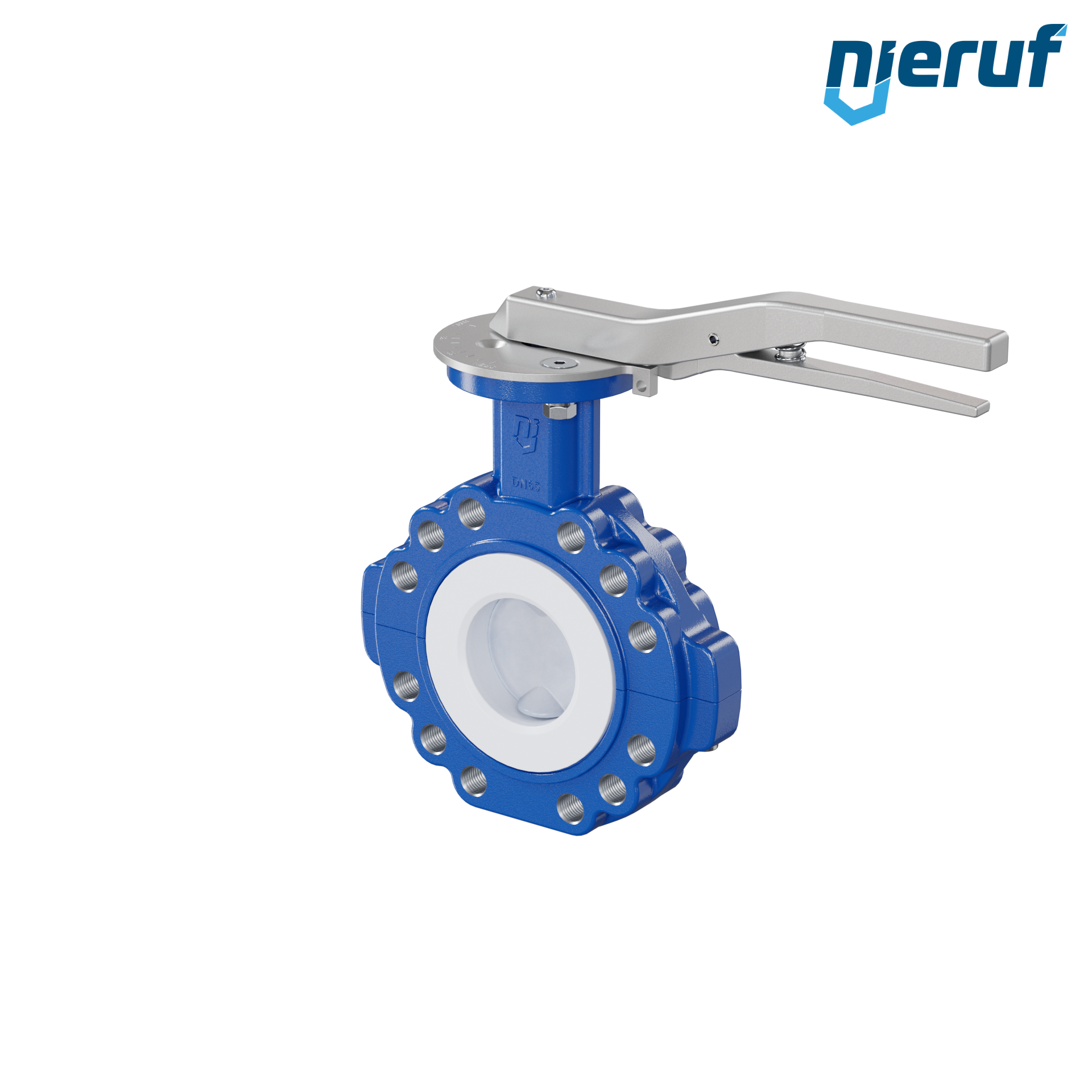 valvola a farfalla PTFE AK10 DN65 PN10-PN16 leva inserto in silicone valvola a farfalla PFA PTFE AK10 DN65 PN10-PN16 leva inserto in FKM