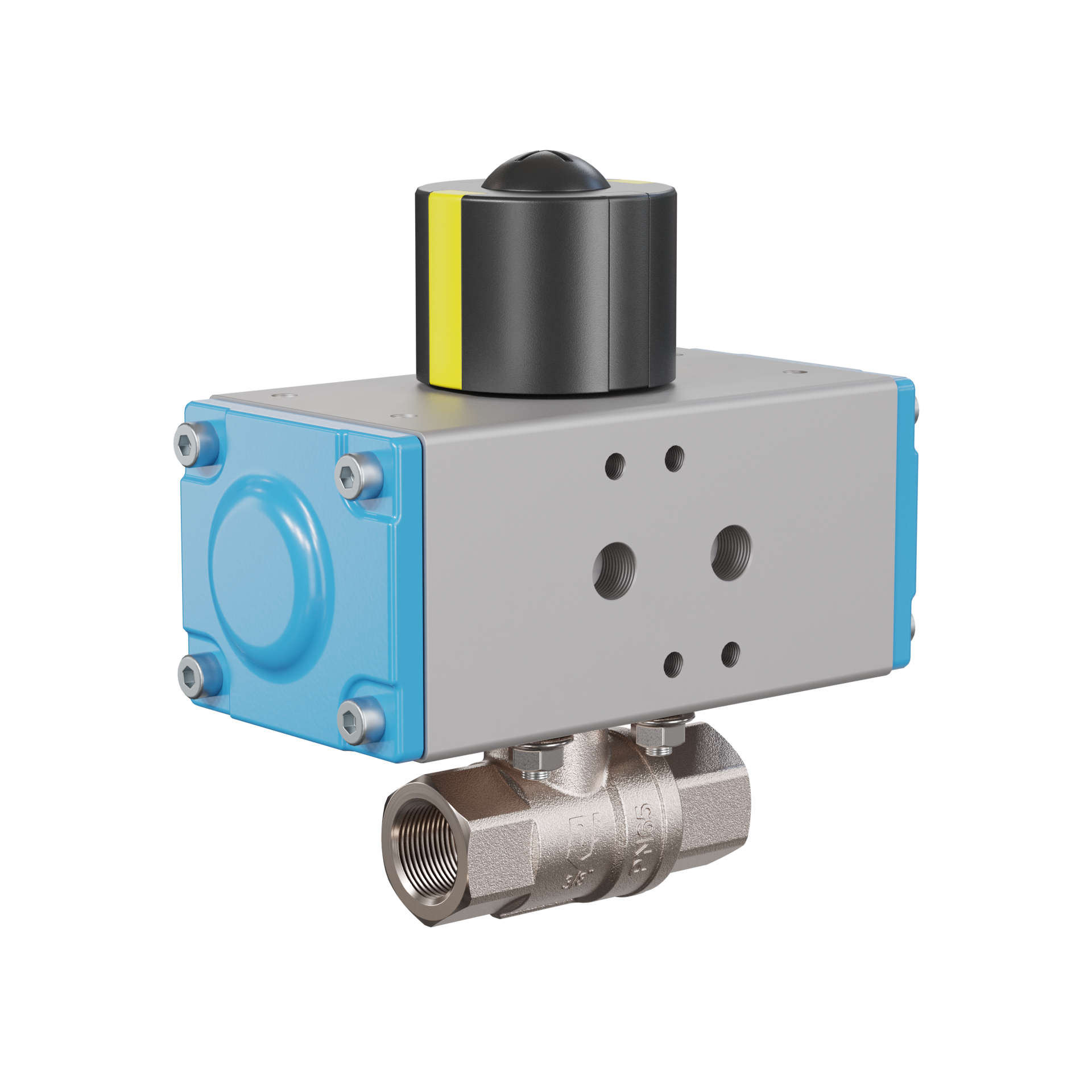 valvola a sfera automatica con manicotto DN10 - 3/8" pollici azionamento rotativo pneumatico a doppio effetto PK01