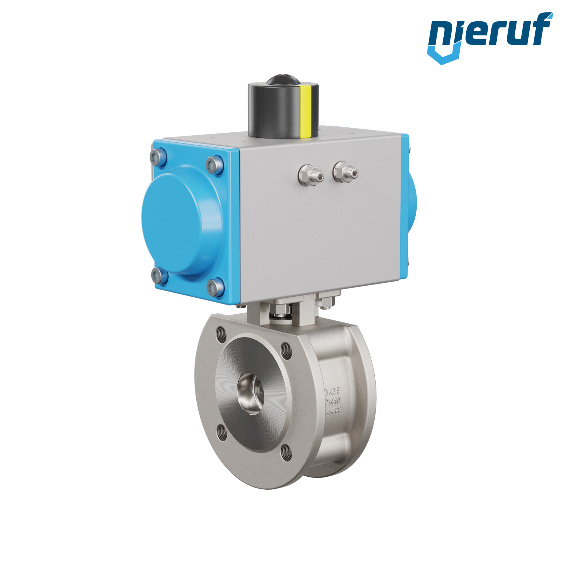 valvola a sfera flangiata dal design compatto DN25 PK07 azionamento rotativo pneumatico a semplice effetto